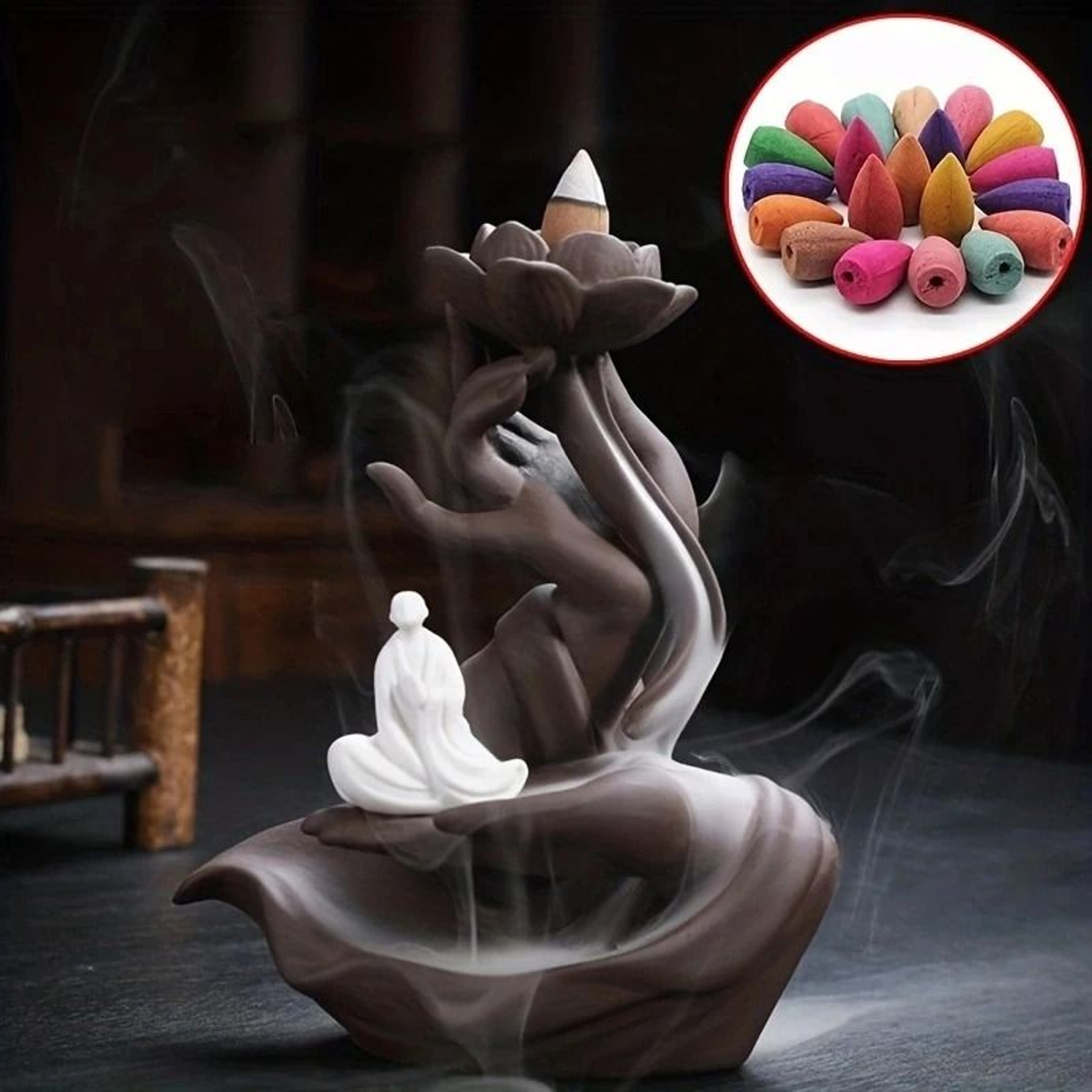 Backflow Incense Cones Natural Mixed Fragrance Aromatherapy Lavender Sandalwood Set 6