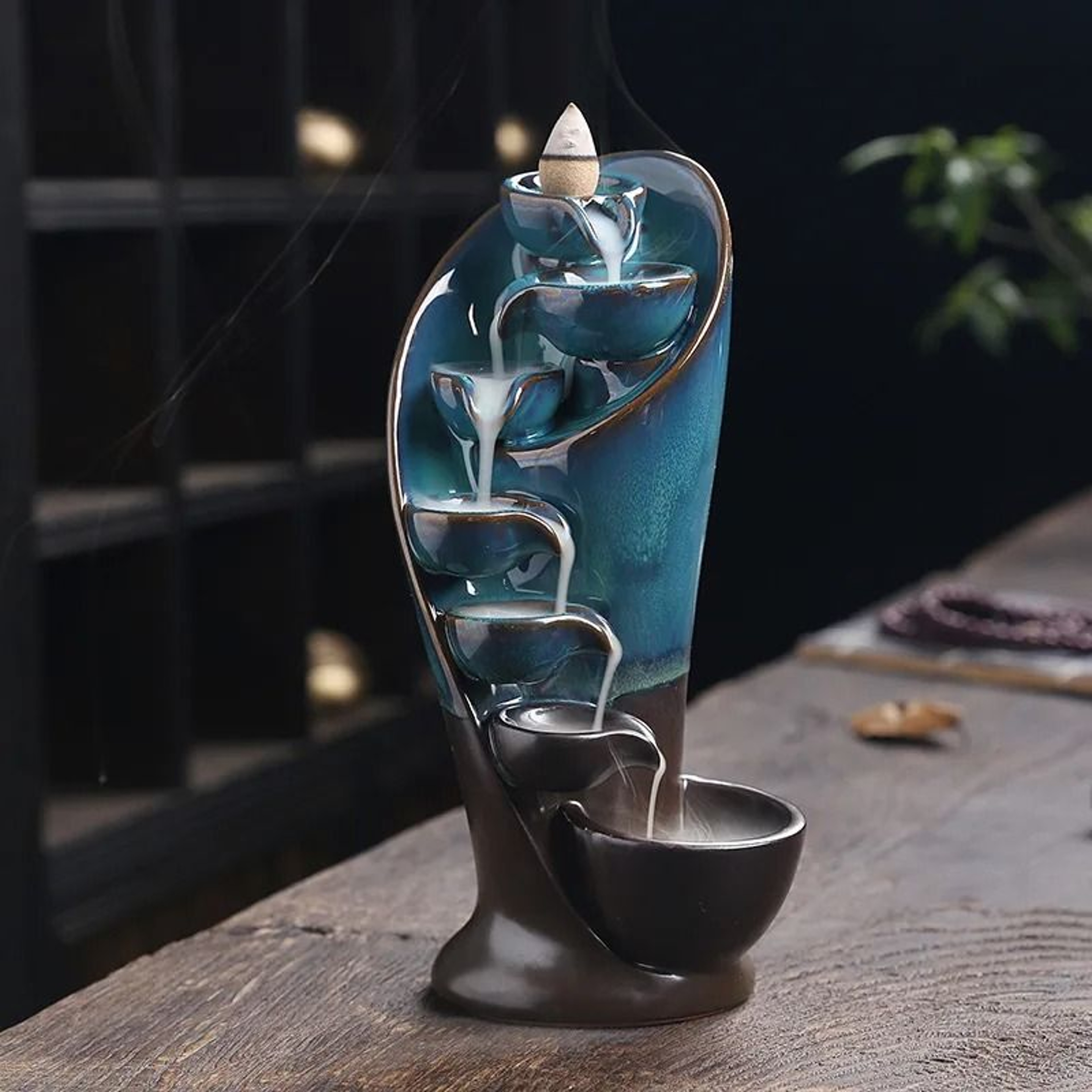 Ceramic Waterfall Backflow Incense Burner Zen Decorative Ornament 5