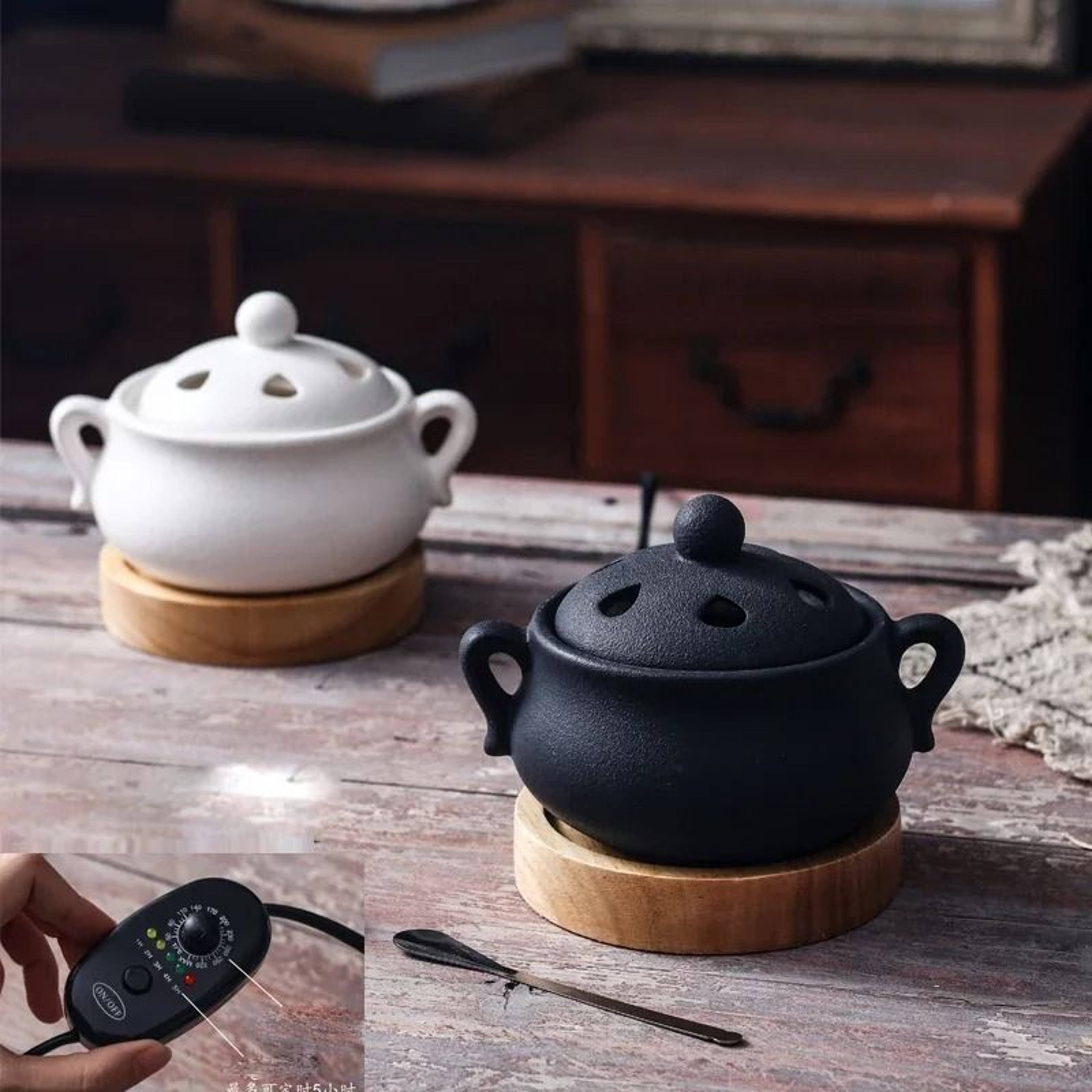 Ceramic Electric Incense Burner Plug In Timed Essential Oil Aroma Lamp 0