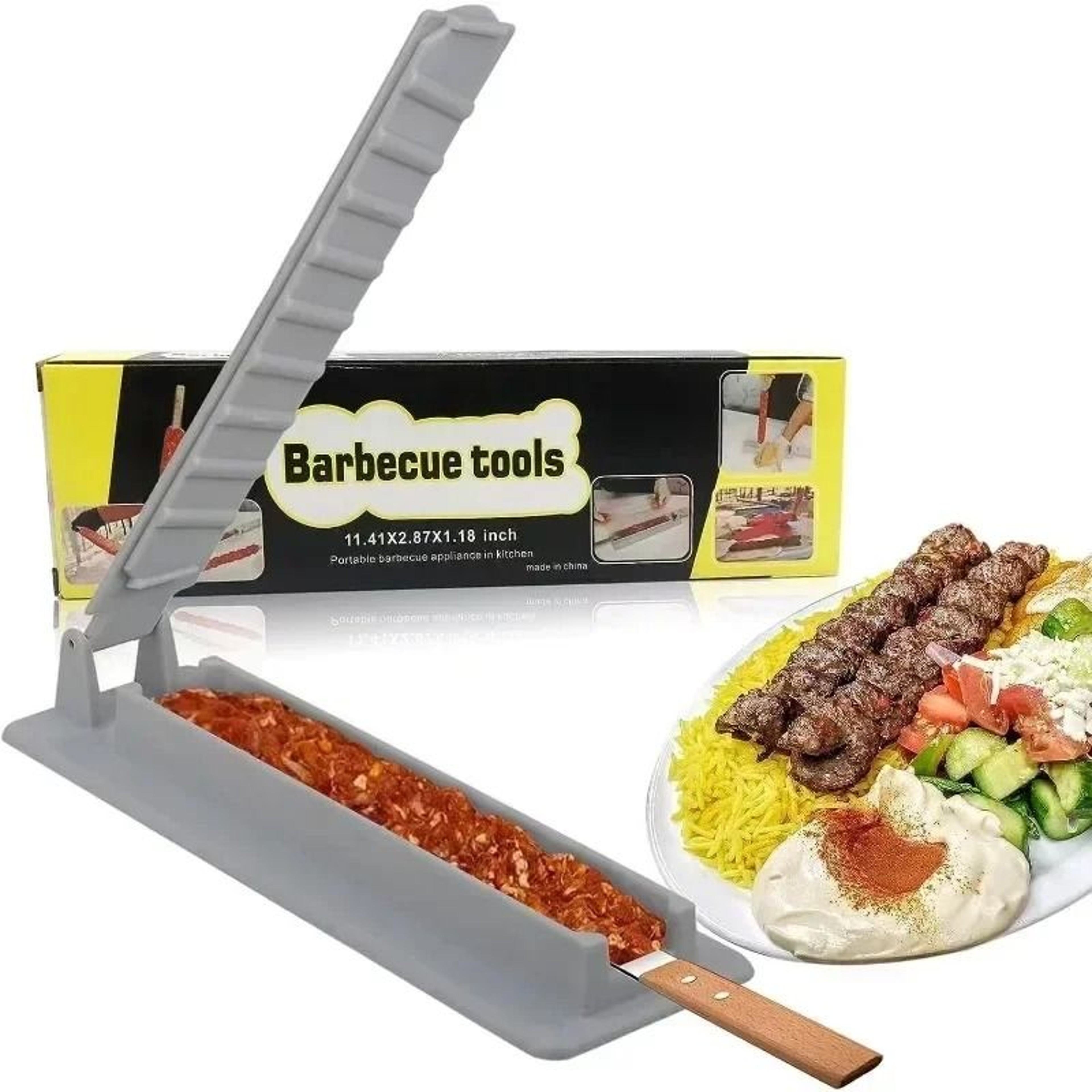 Manual Kebab Maker Mold BBQ Meat Skewer Press Tool For Easy Cooking 2