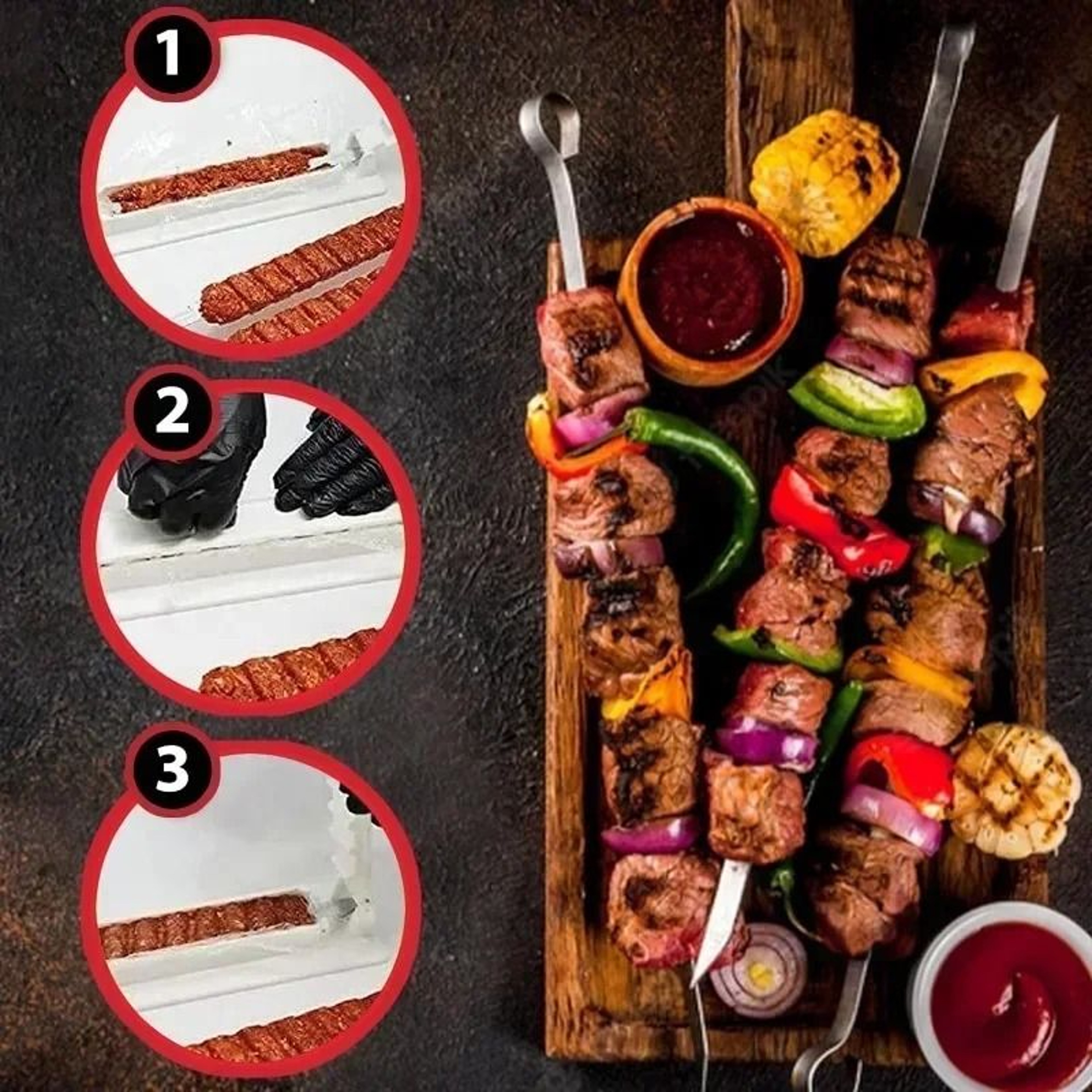 Manual Kebab Maker Mold BBQ Meat Skewer Press Tool For Easy Cooking 5