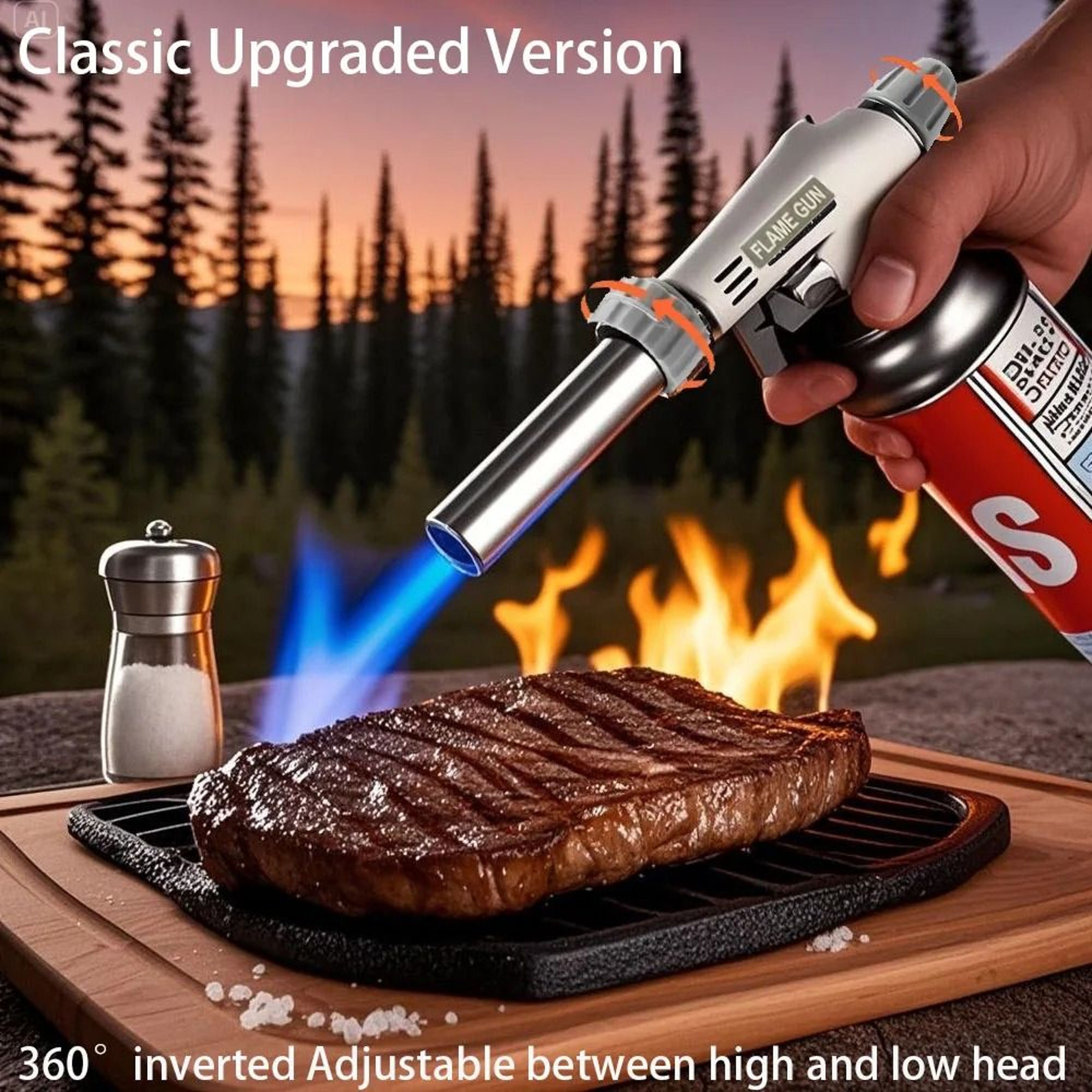 Adjustable Butane Torch Lighter BBQ Flame Gun For Cooking And Camping 8