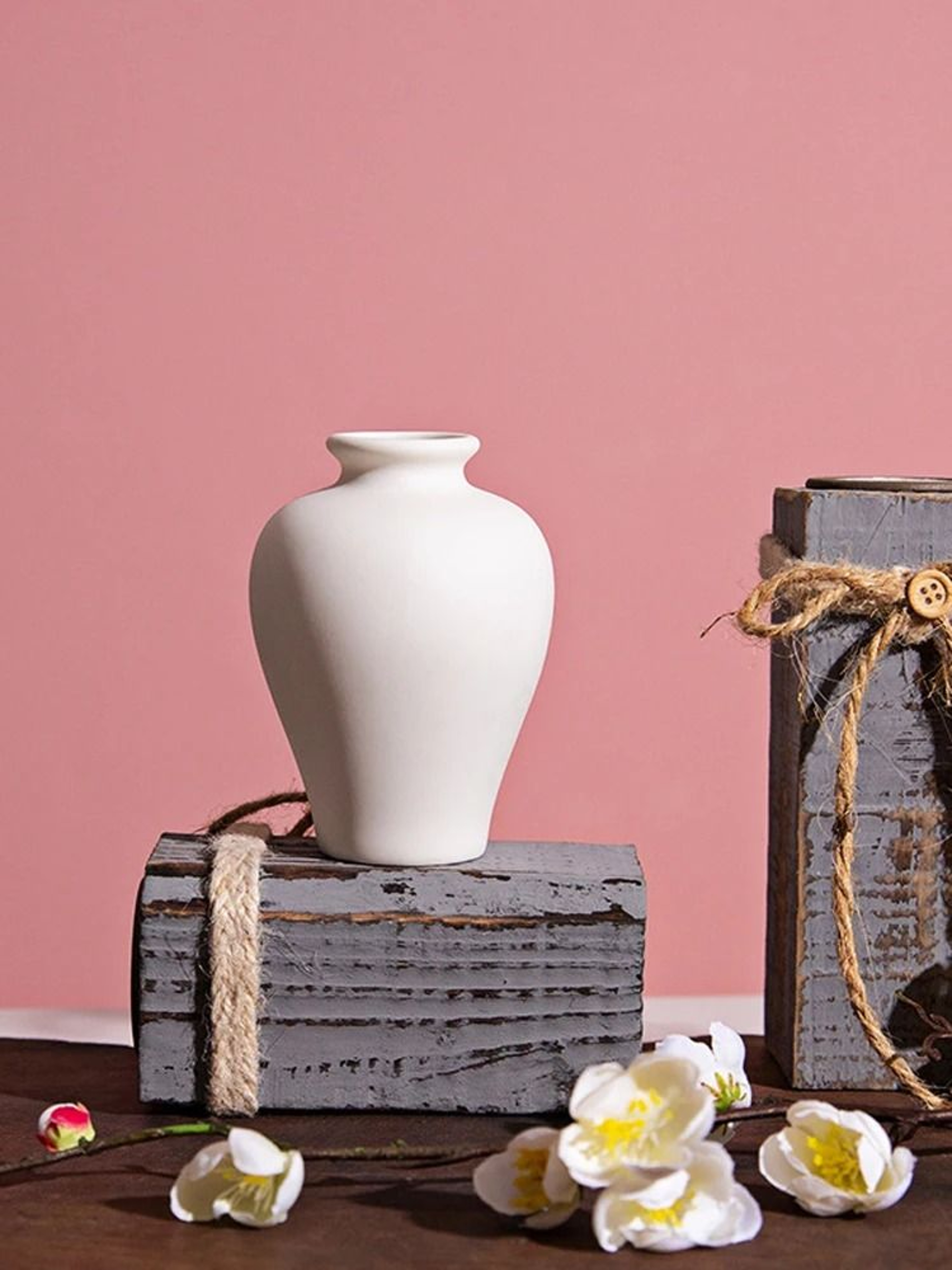 Minimalist Small Ceramic Vase White Flower Arrangement Bud Vase Home Decor Accent 8