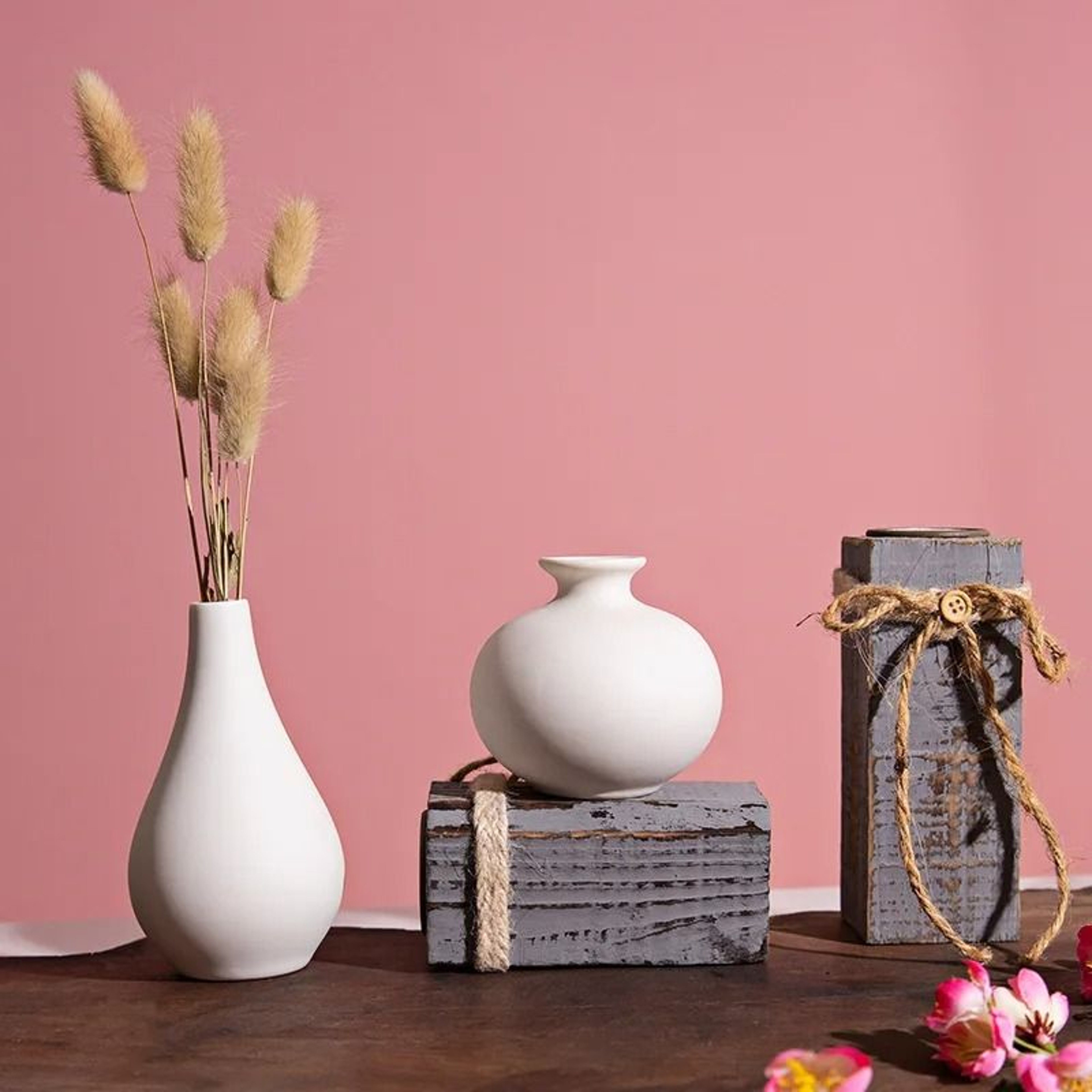 Minimalist Small Ceramic Vase White Flower Arrangement Bud Vase Home Decor Accent 9