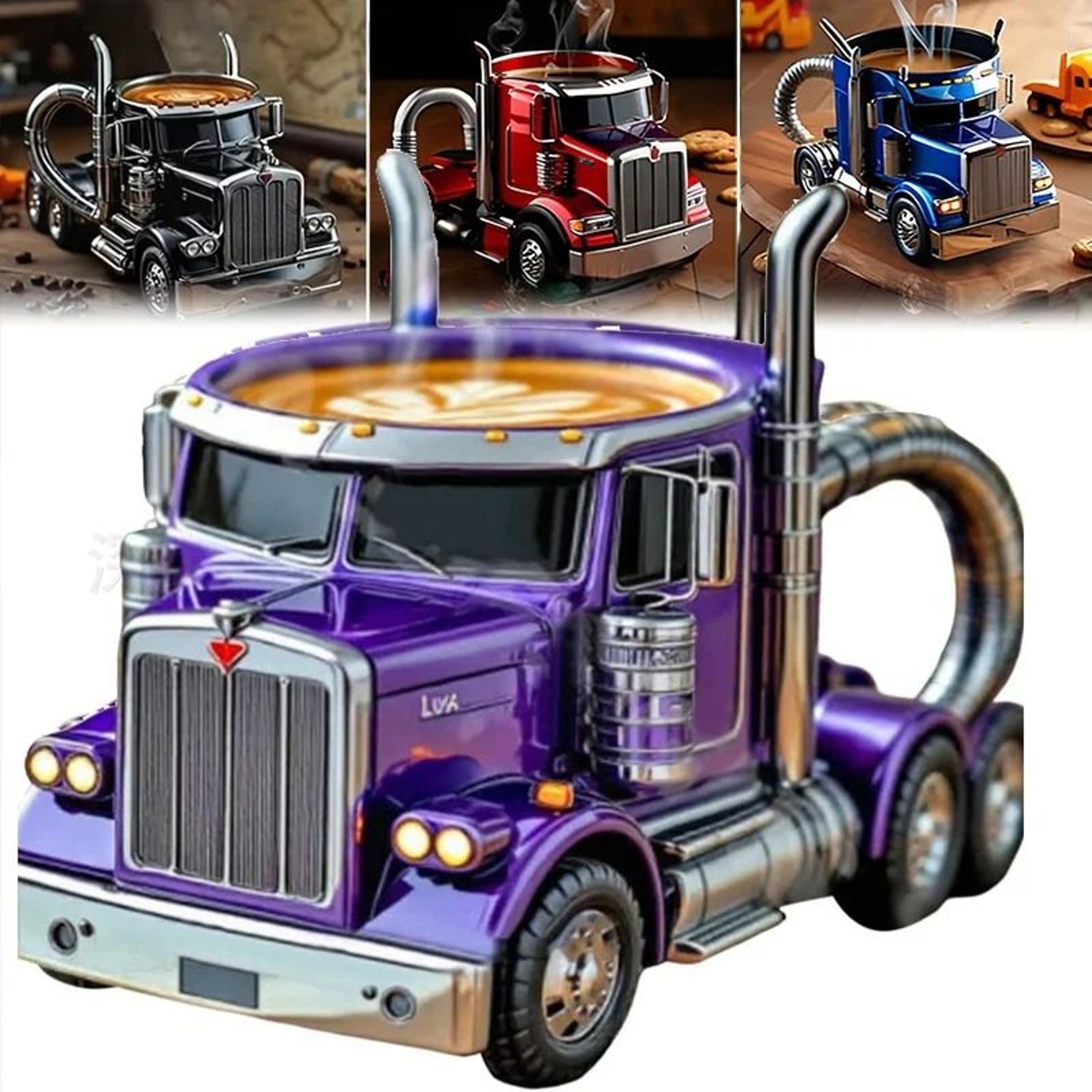Semi Truck Coffee Mug Handcrafted Novelty Truck Coffee Cup Unique Vehicle Shaped Mug 0