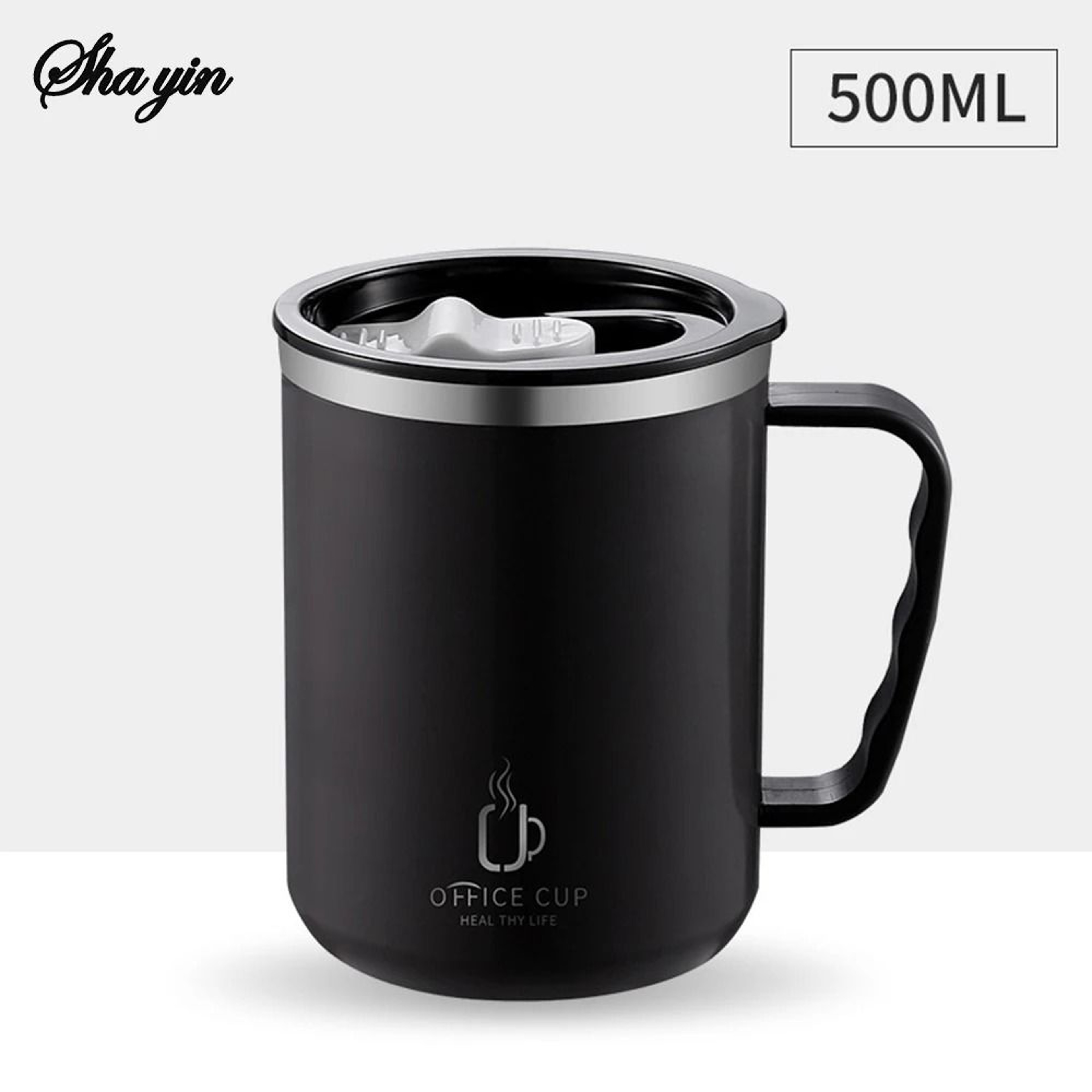 Stainless Steel Water Bottle Insulated Coffee Mug Double Wall Thermal Cup With Handle And Lid 2