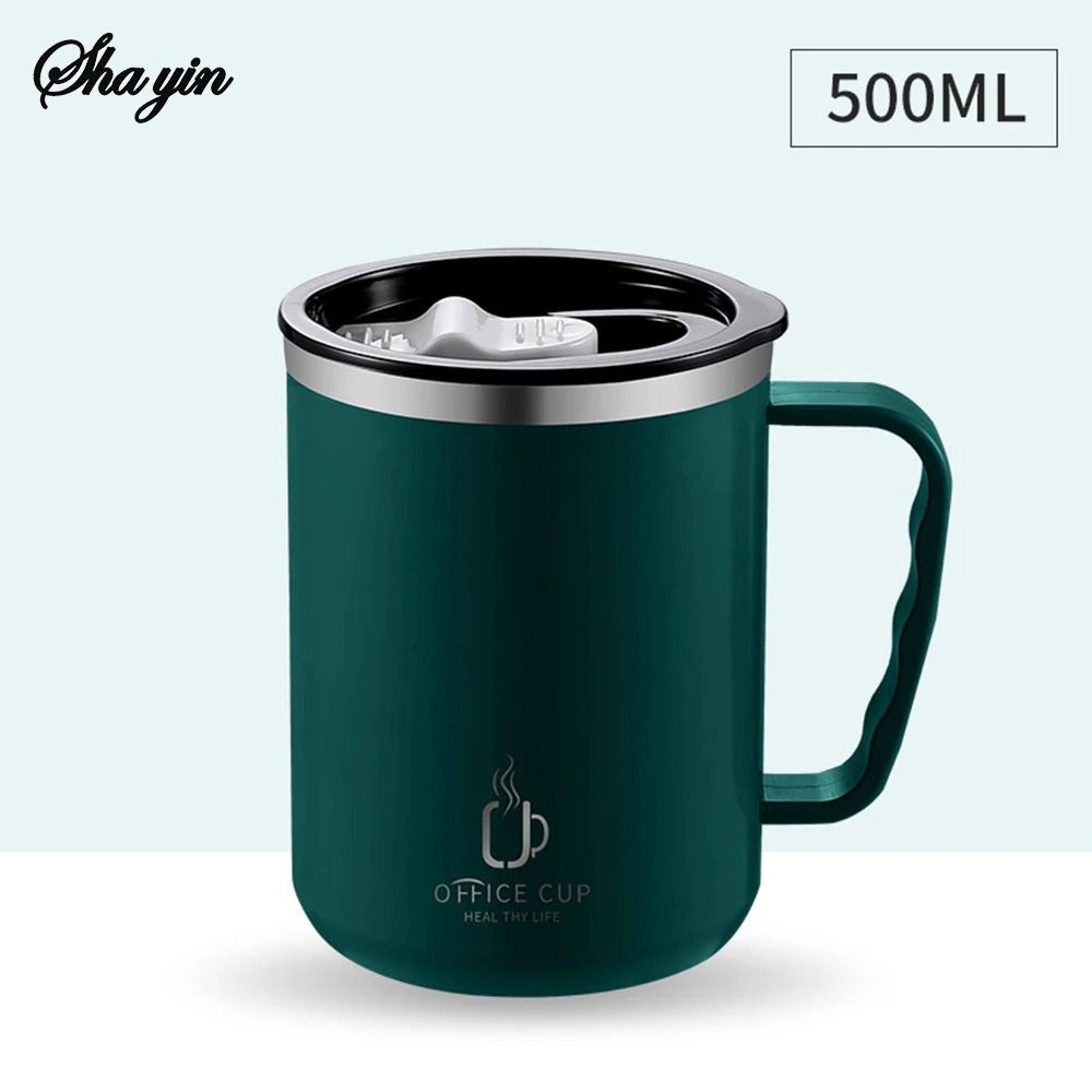 Stainless Steel Water Bottle Insulated Coffee Mug Double Wall Thermal Cup With Handle And Lid 1