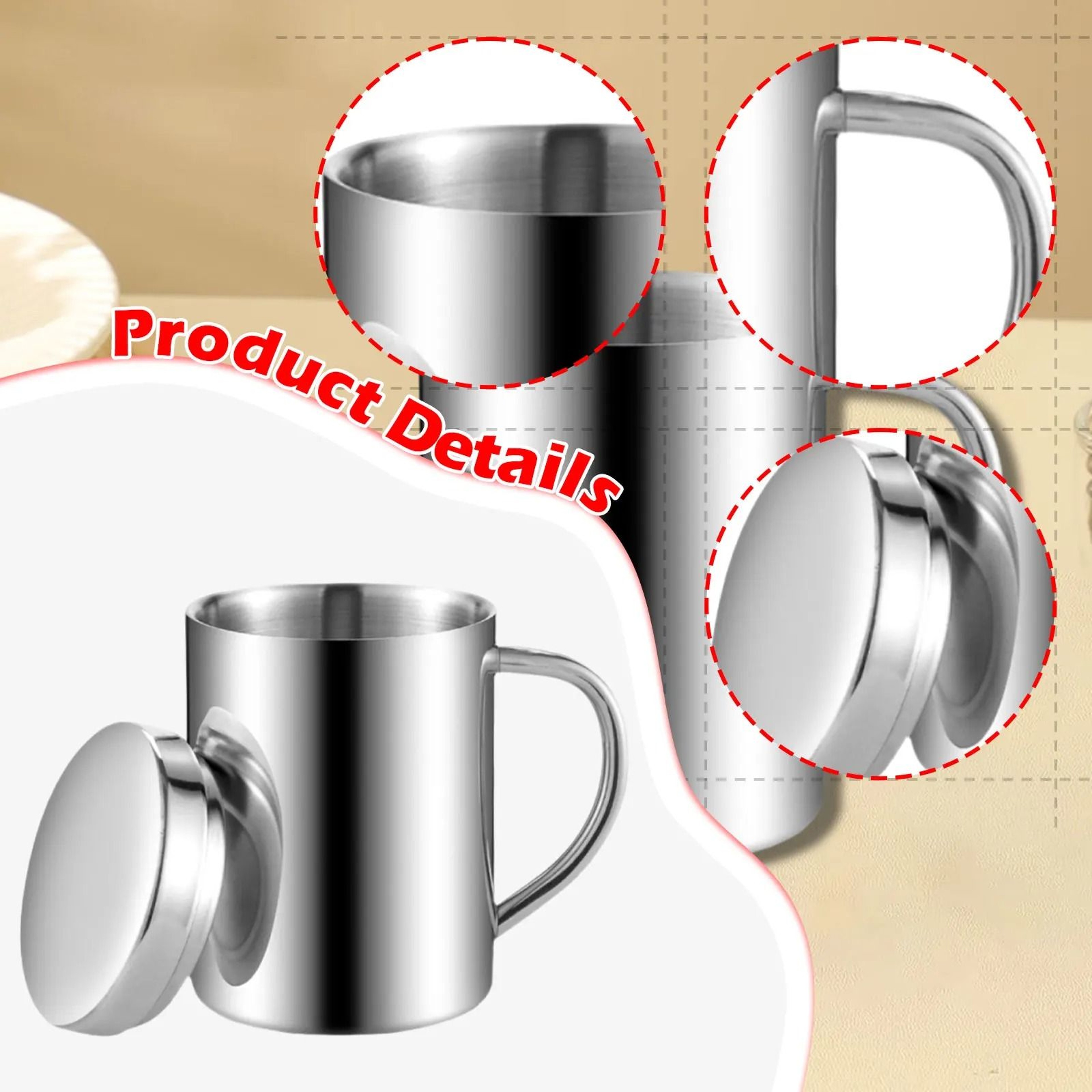 Double Wall Stainless Steel Mug Insulated Coffee Cup With Lid Portable Thermal Travel Mug 4