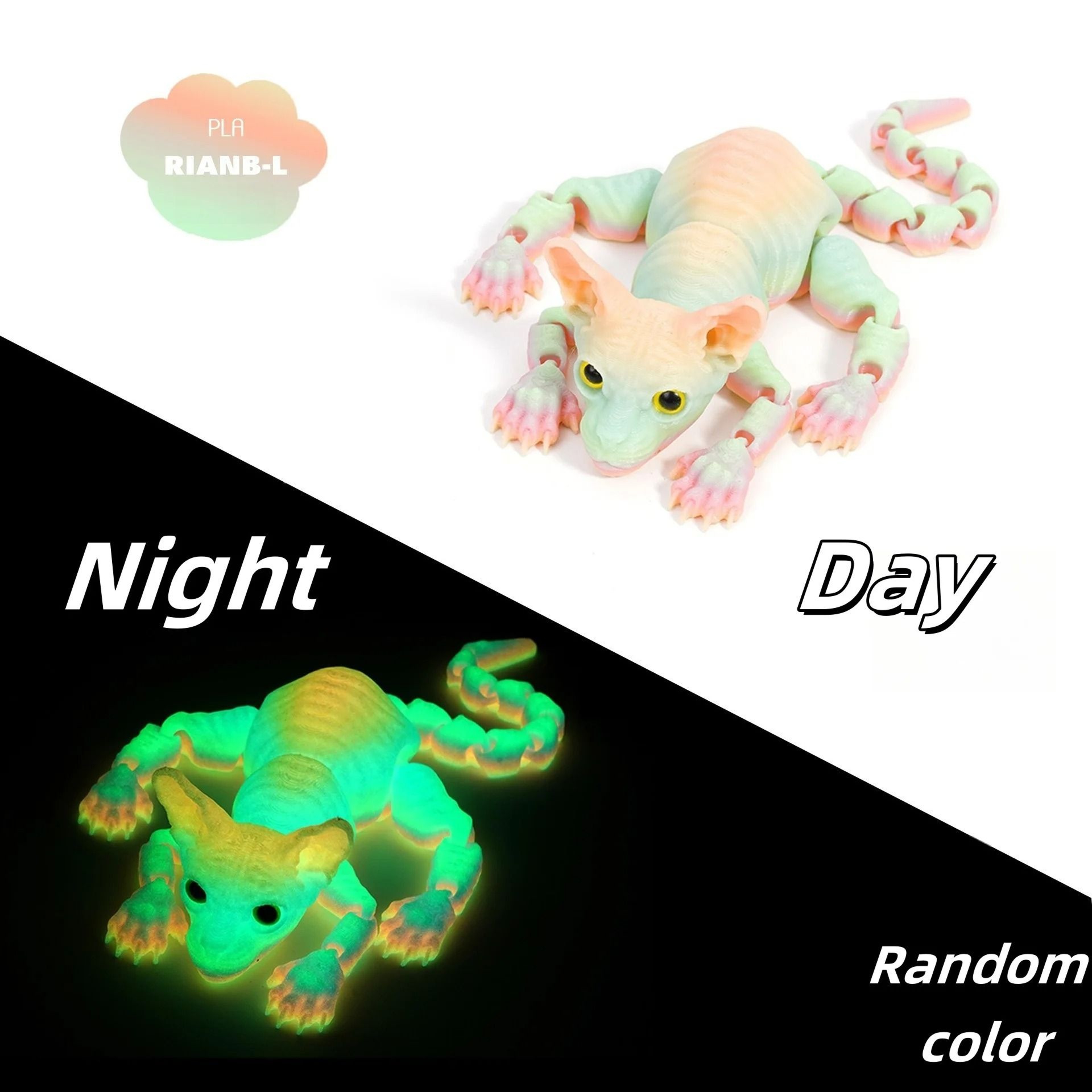 3D Printed Sphynx Cat Articulated Fidget Toy Flexible Cat Figurine Collectible Decor 13