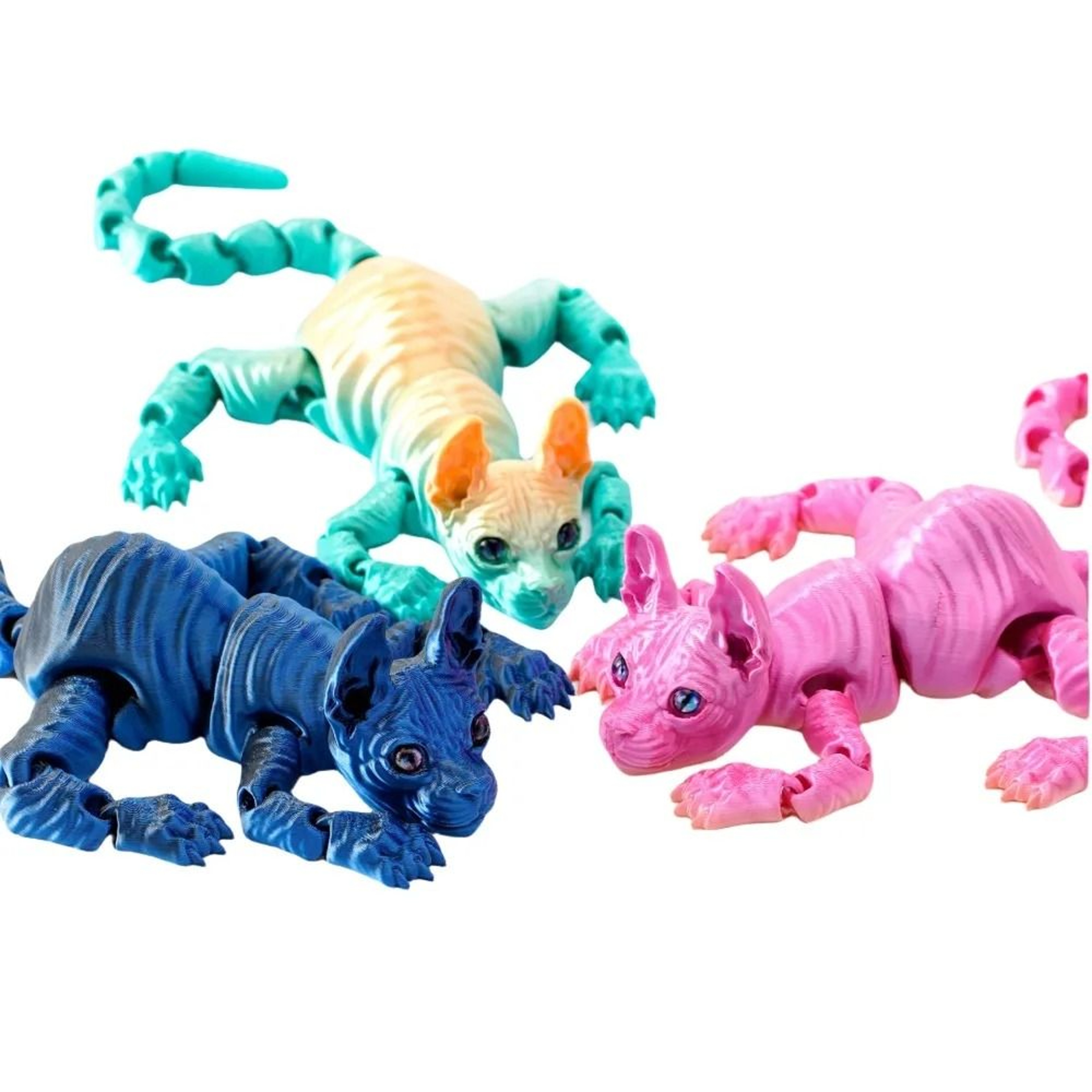 3D Printed Sphynx Cat Articulated Fidget Toy Flexible Cat Figurine Collectible Decor 19