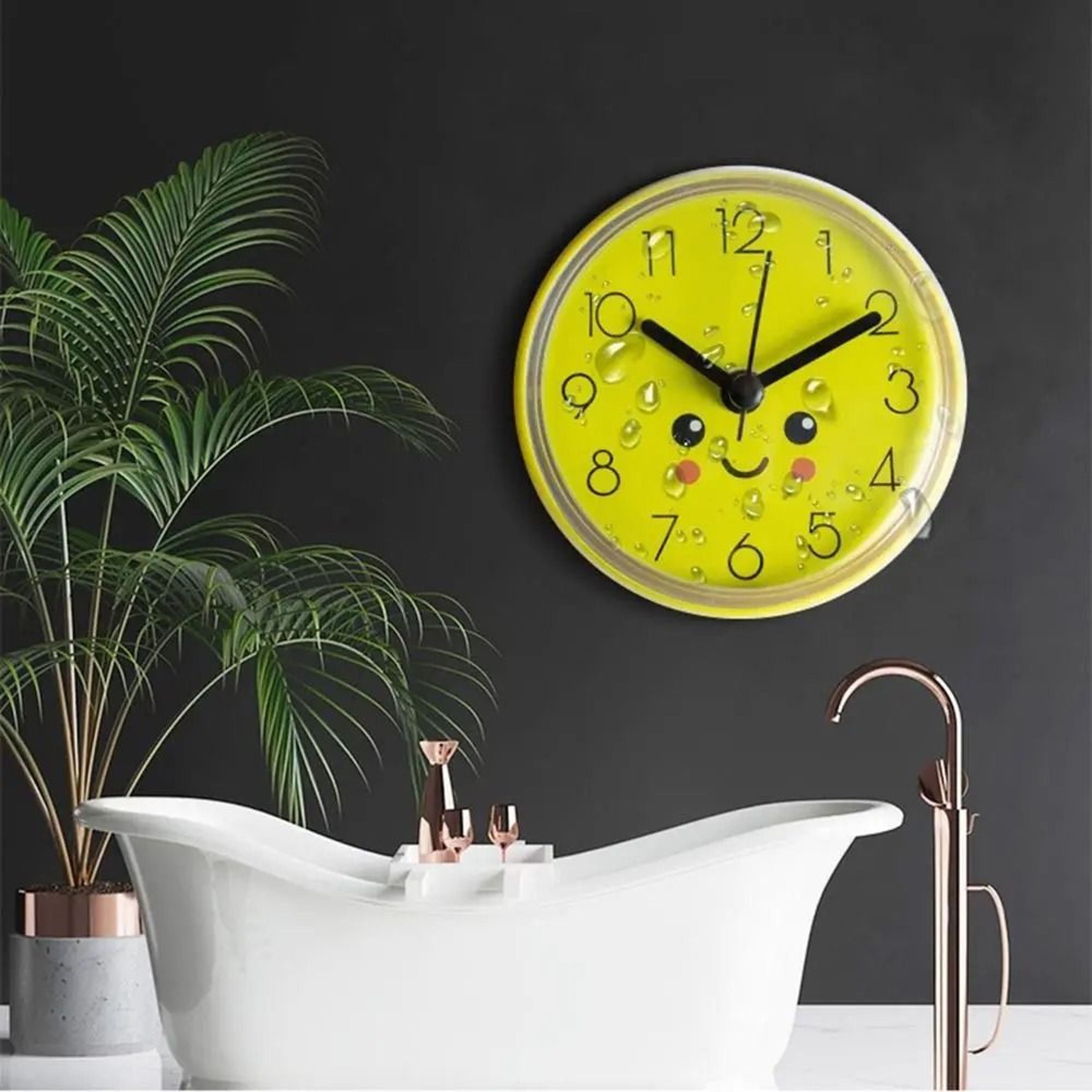 Waterproof Suction Clock Mini Bathroom Wall Clock Anti Fog Shower Timer 10