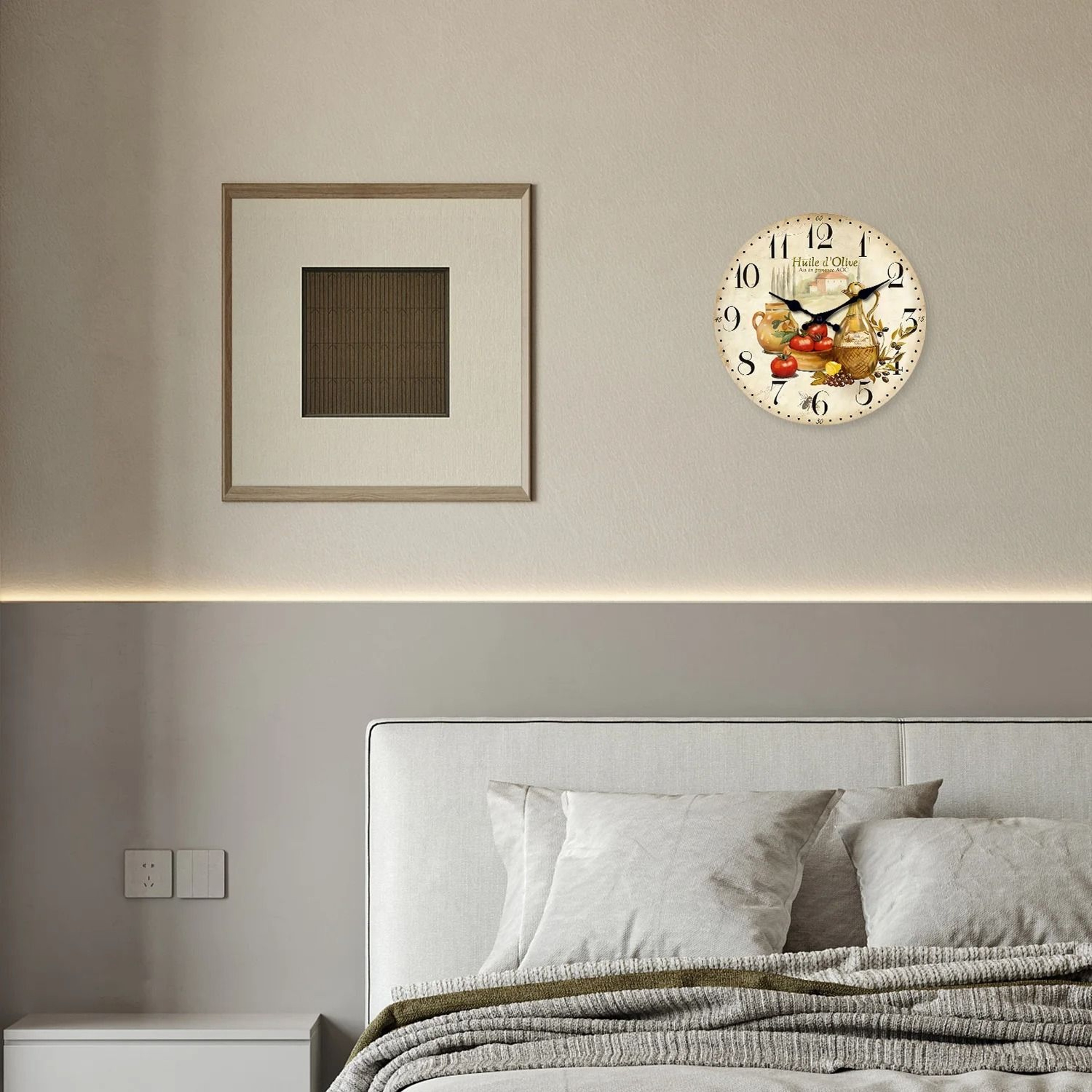 Vintage Wooden Wall Clock Rustic Kitchen Decor Silent Quartz Design 0