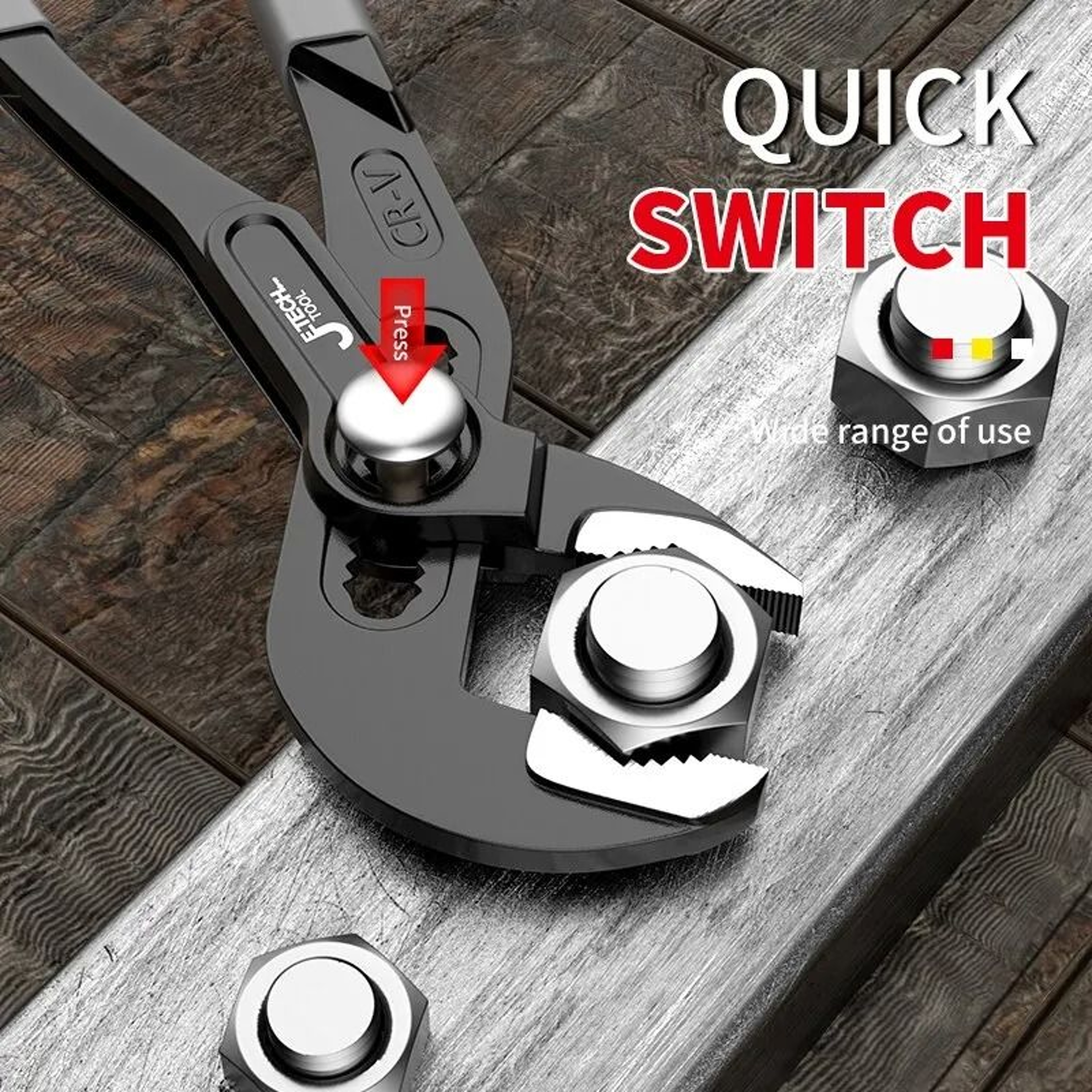 Adjustable Water Pump Pliers Quick Release Pipe Wrench Plumbing Tool 4