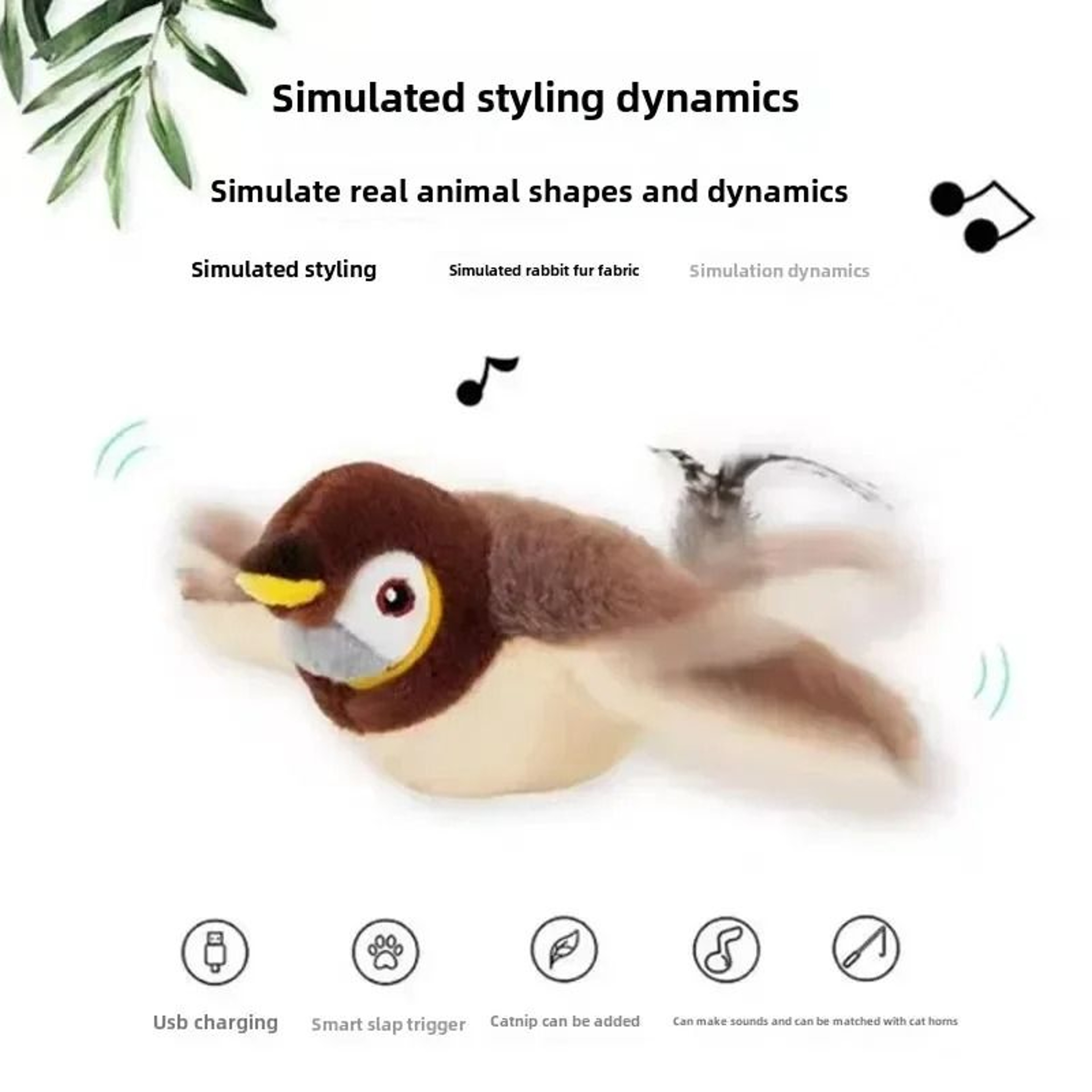 Interactive Cat Toy Electric Chirping Bird With Catnip USB Rechargeable Pet Toy 1