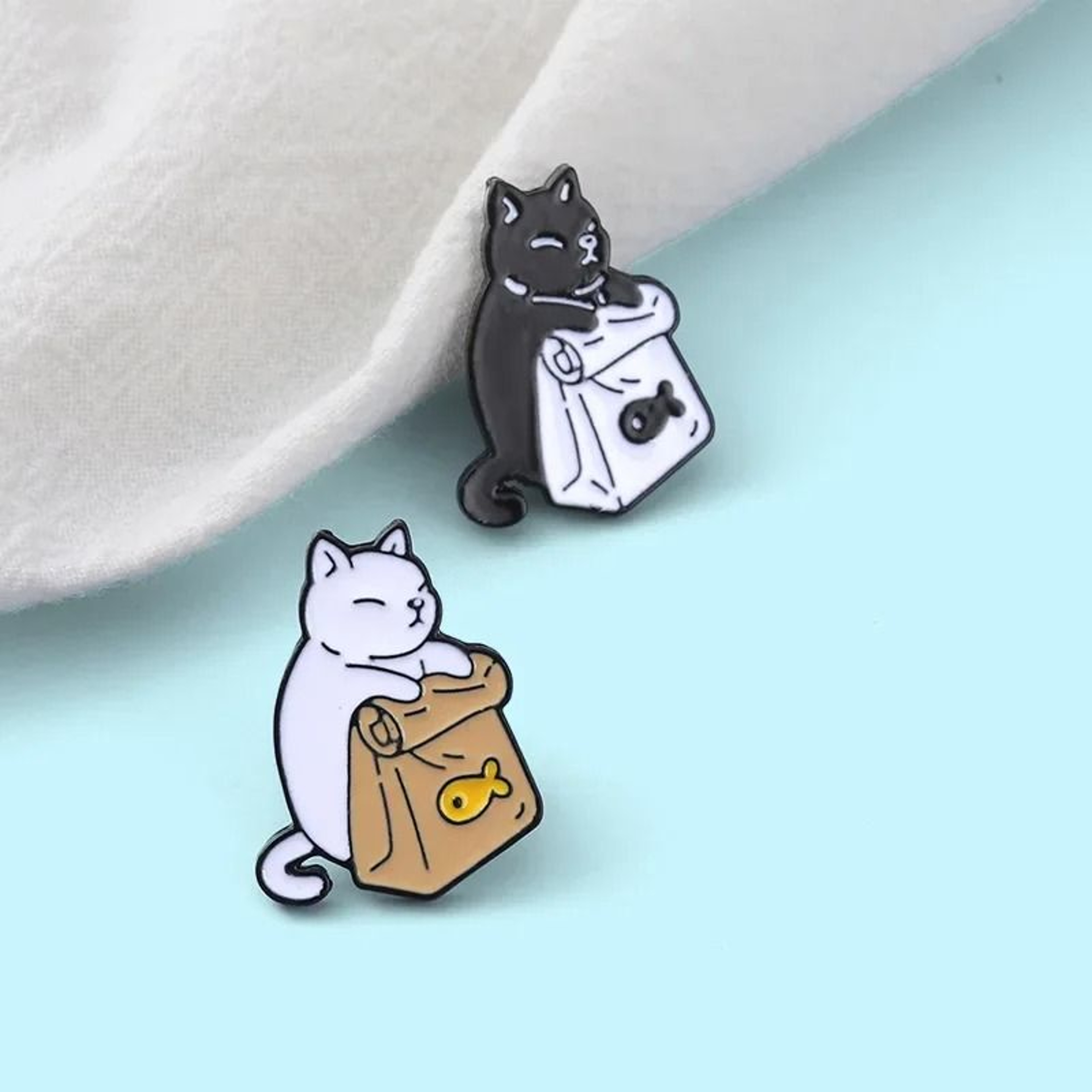 Cute Cat Brooch Pin Set Cartoon Animal Lapel Badge 2