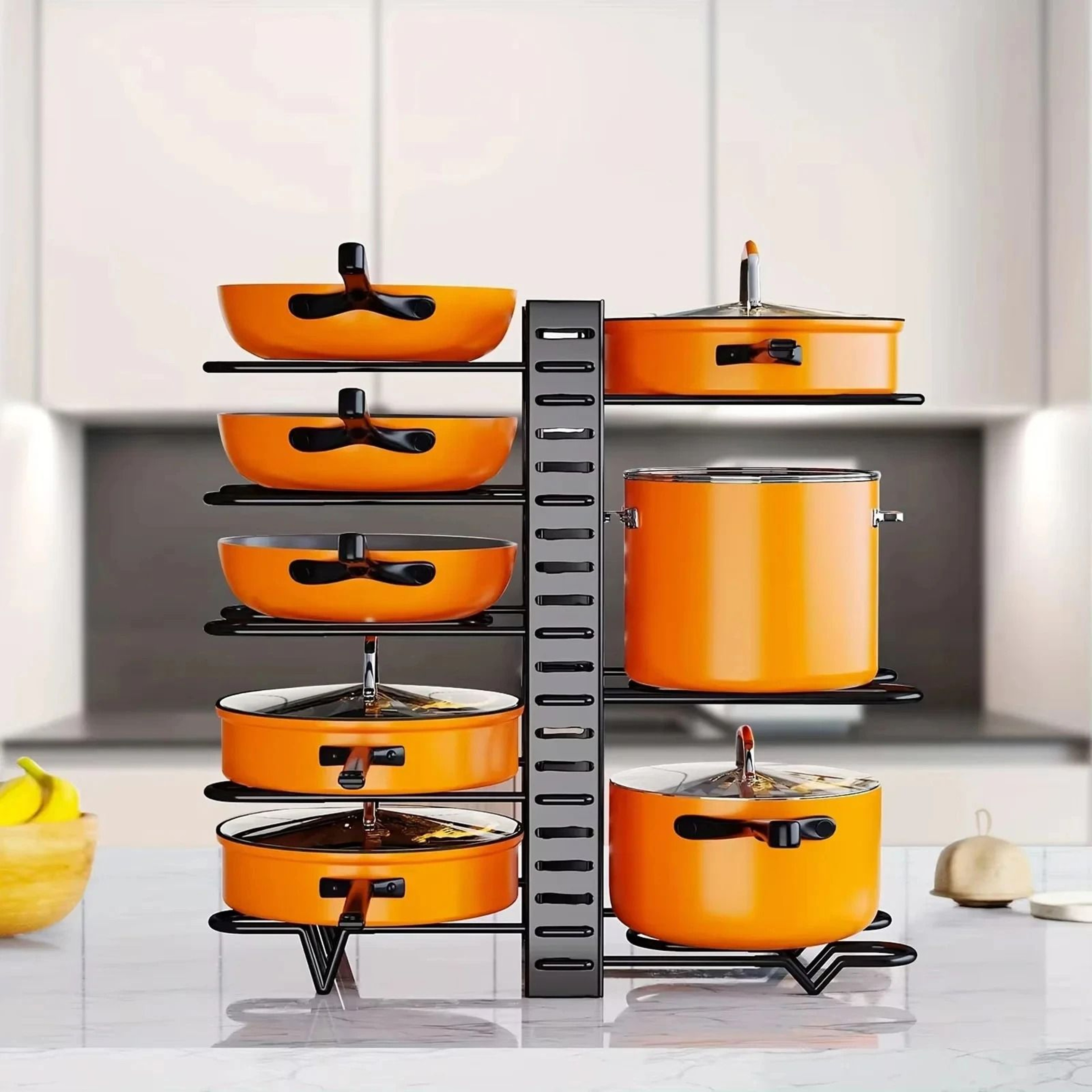 Pot Rack Organizer 8 Tier Pan Organizer Rack Space Saving Kitchen Holder 1