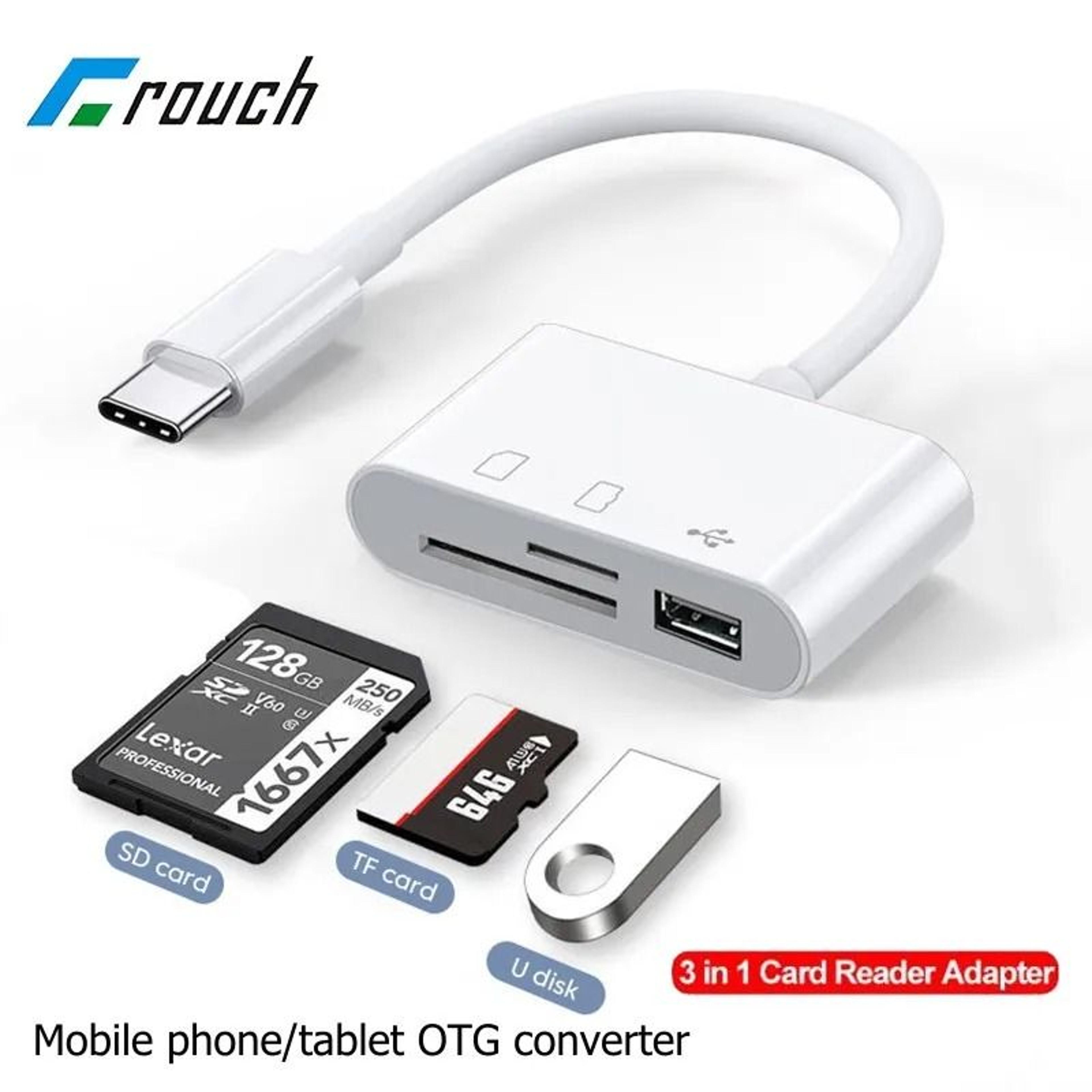USB C Card Reader 3 In 1 Type C SD TF OTG Adapter 0