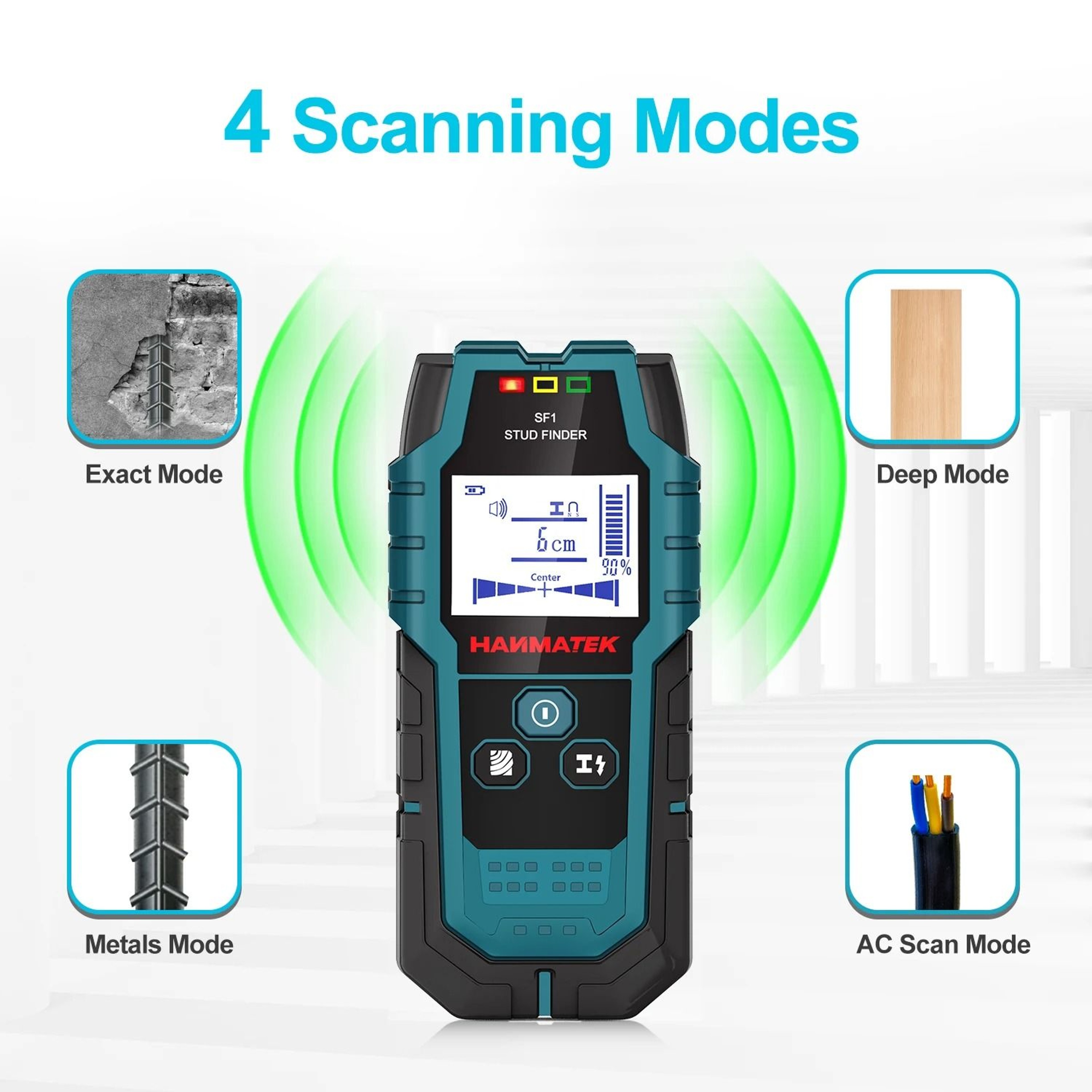 HANMATEK Smart Wall Scanner Stud Finder With Live Wire Detection And Depth Sensor 5