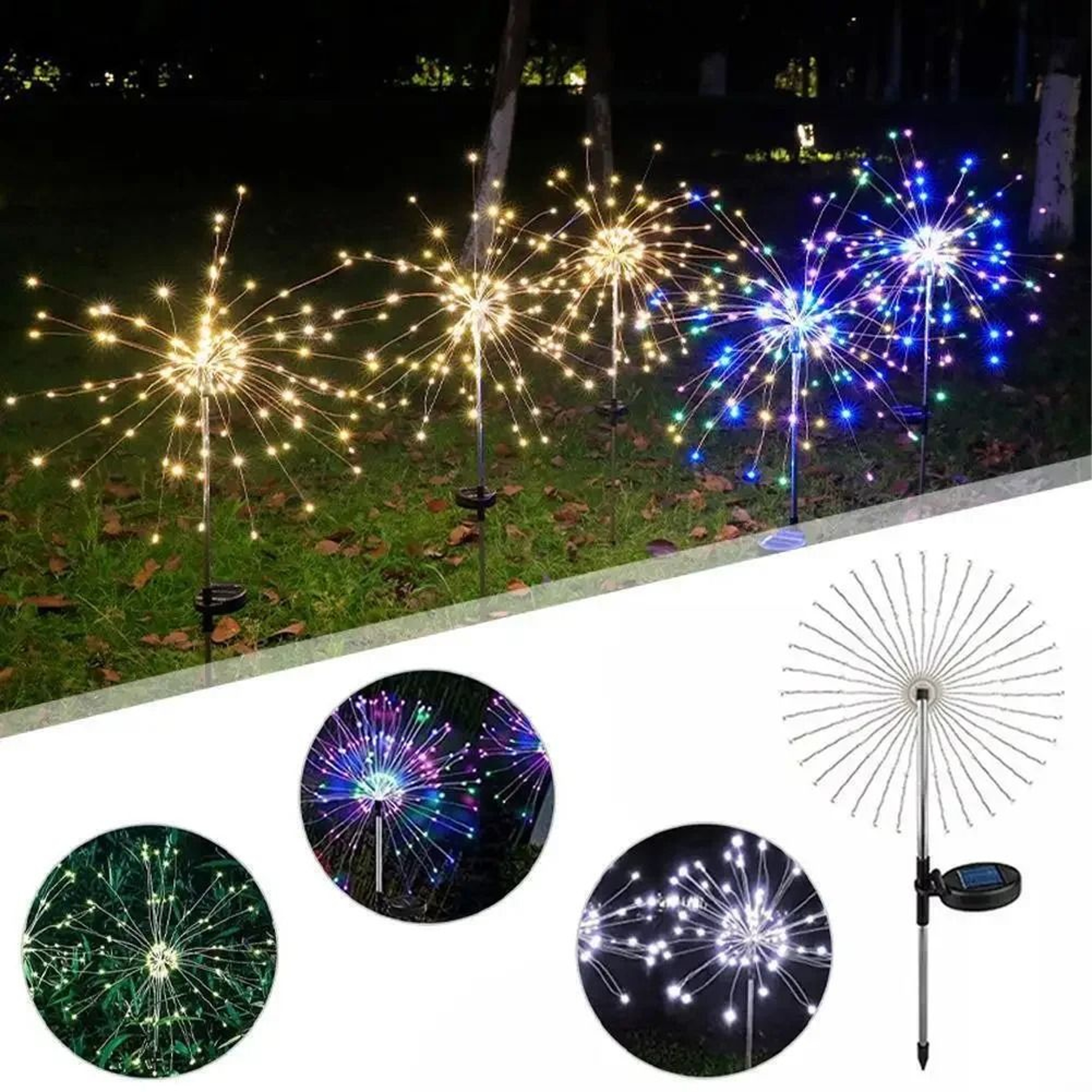 Solar Firework Garden Lights Waterproof LED Dandelion Lawn Decor 0
