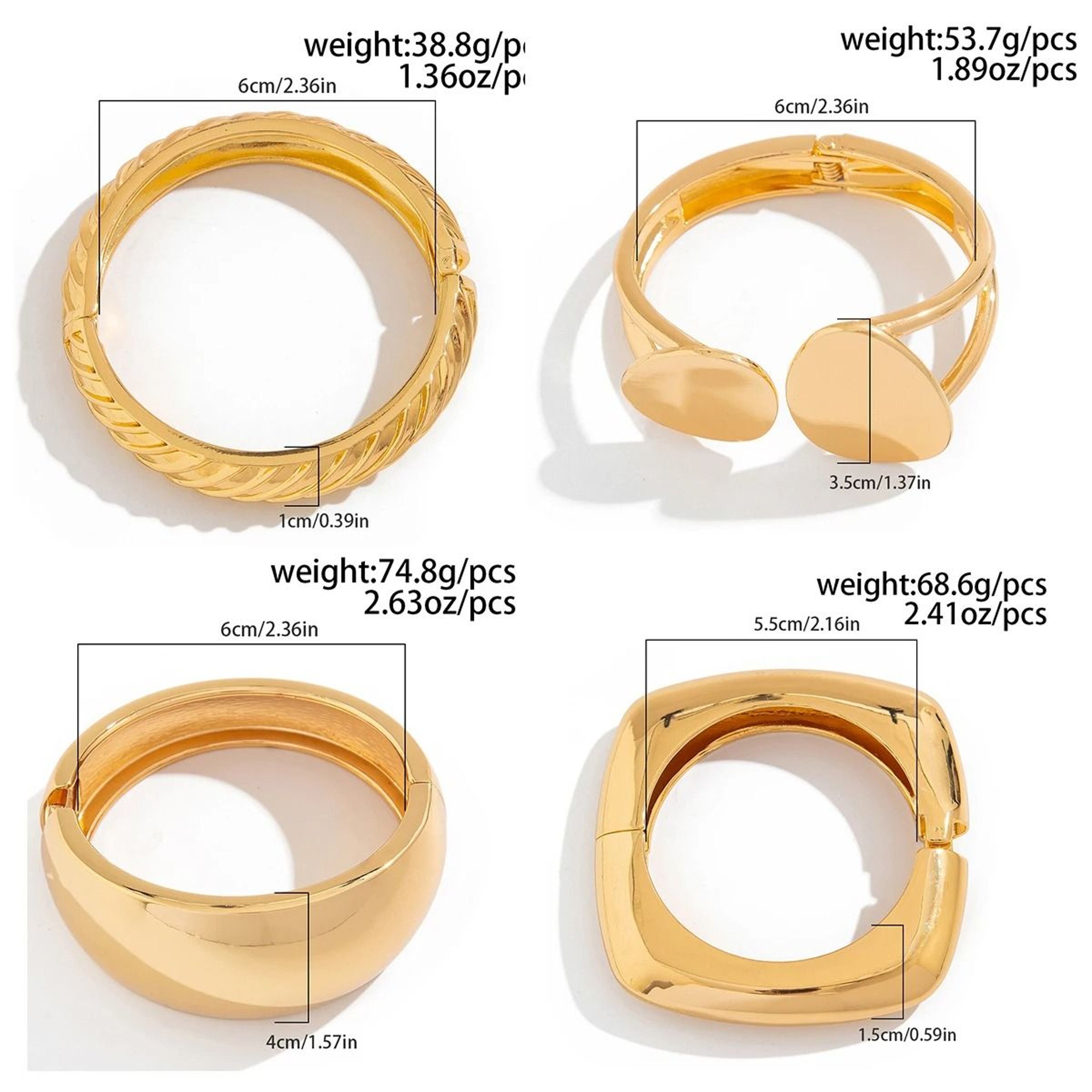 Chunky Gold Punk Bangle Bracelet Heavy Metal Spring Cuff Jewelry 10