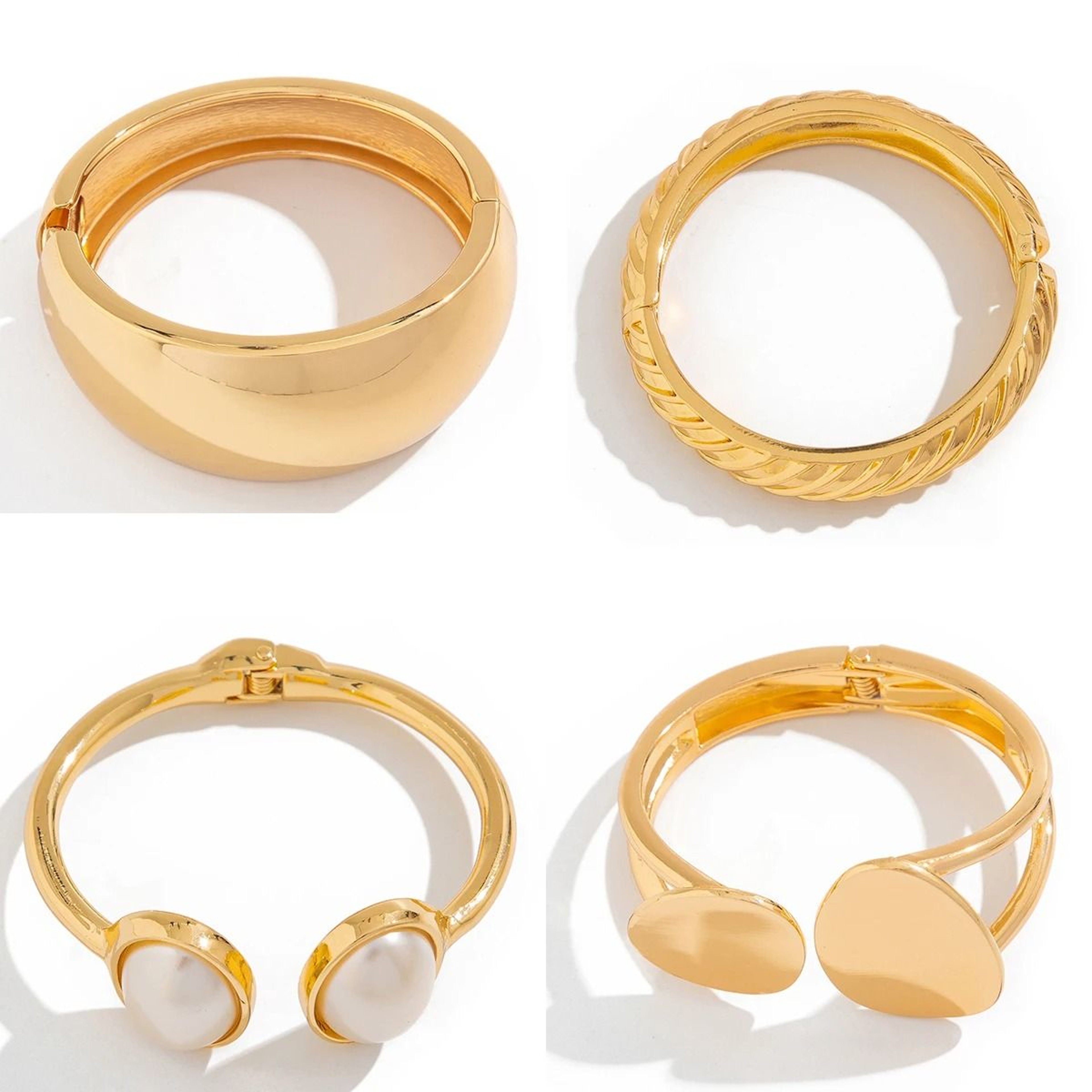Chunky Gold Punk Bangle Bracelet Heavy Metal Spring Cuff Jewelry 8