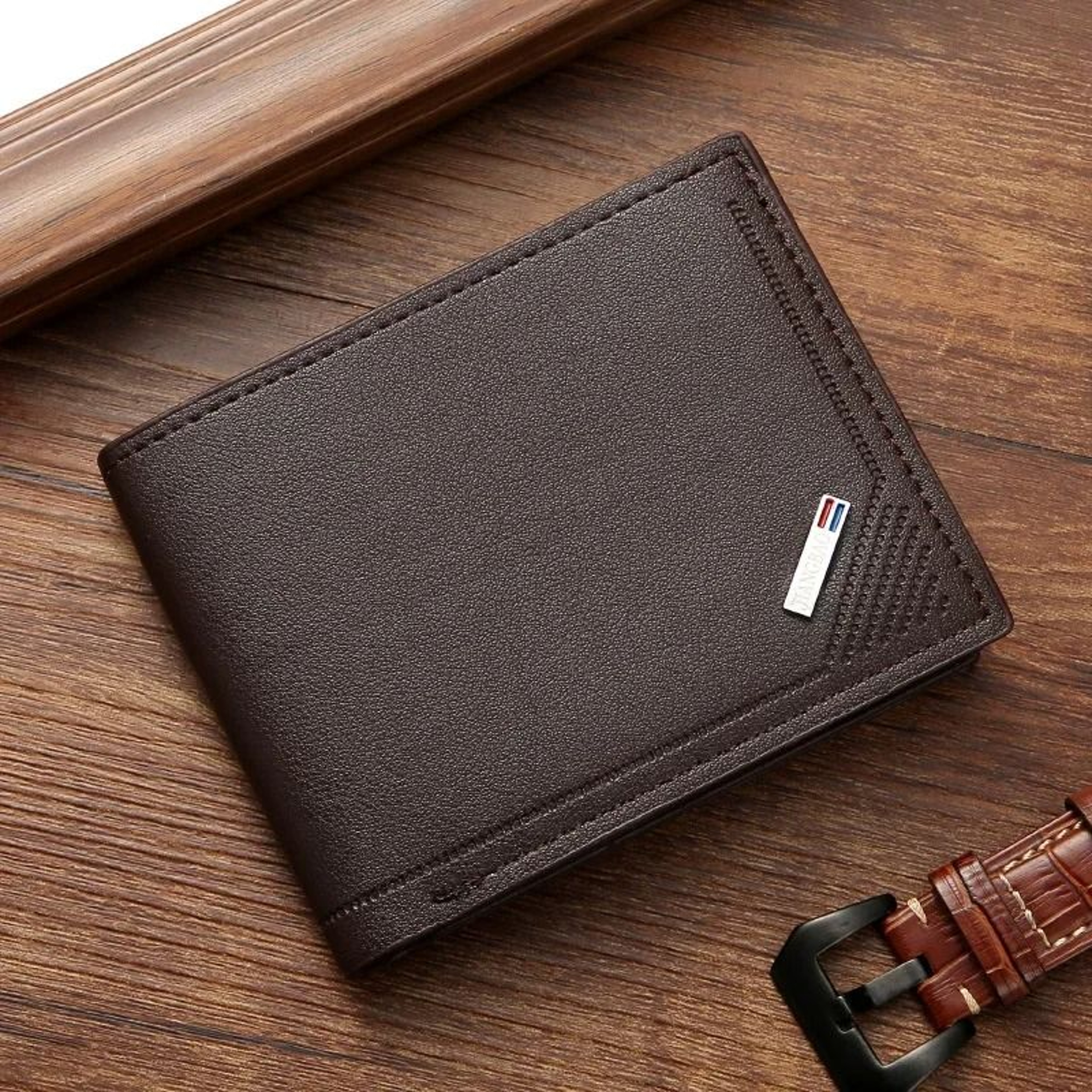 Mens Leather Wallet Compact Bifold With Coin Pocket And Card Slots 2