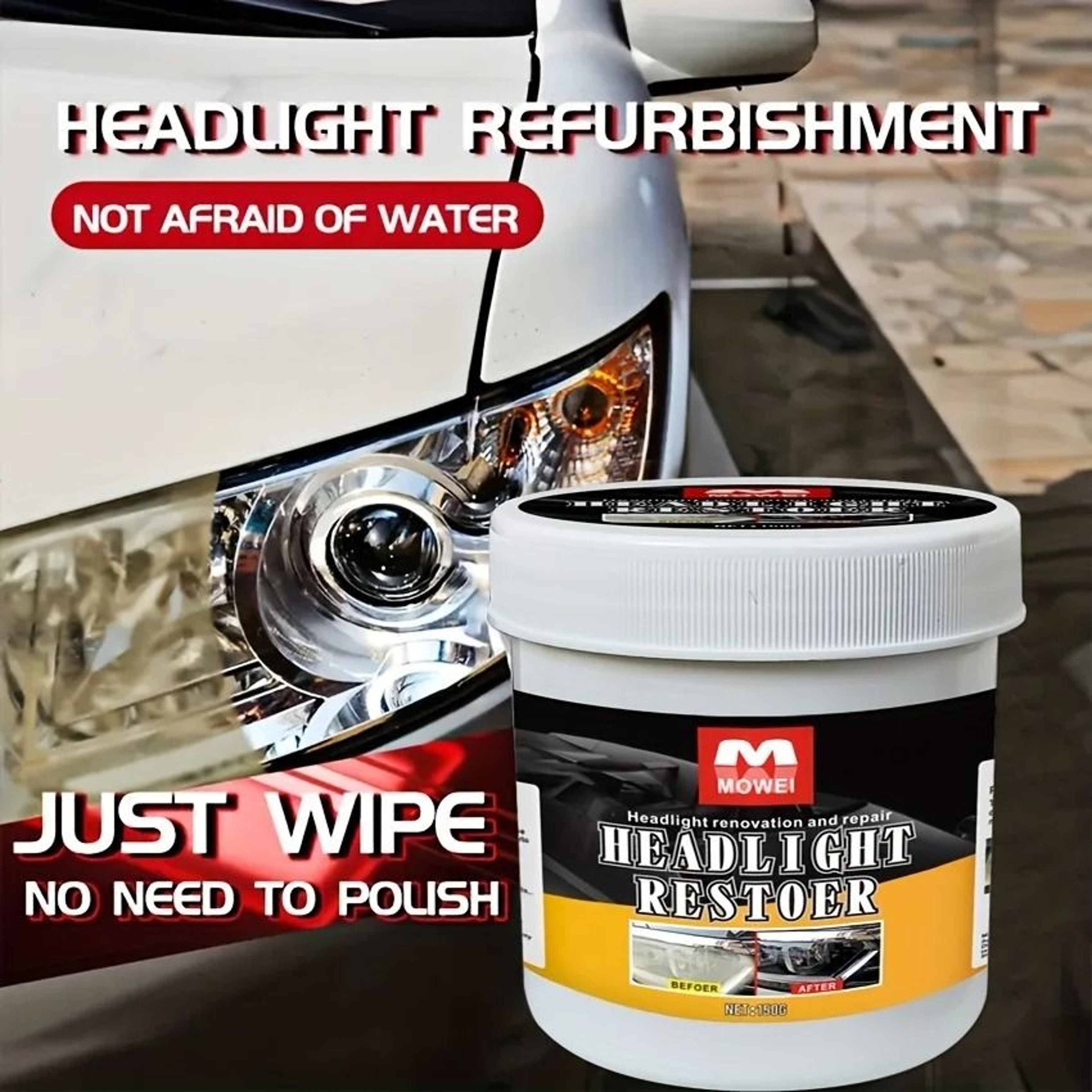 Car Headlight Restoration Kit Polish Scratch Remover Cleaning Paste 6
