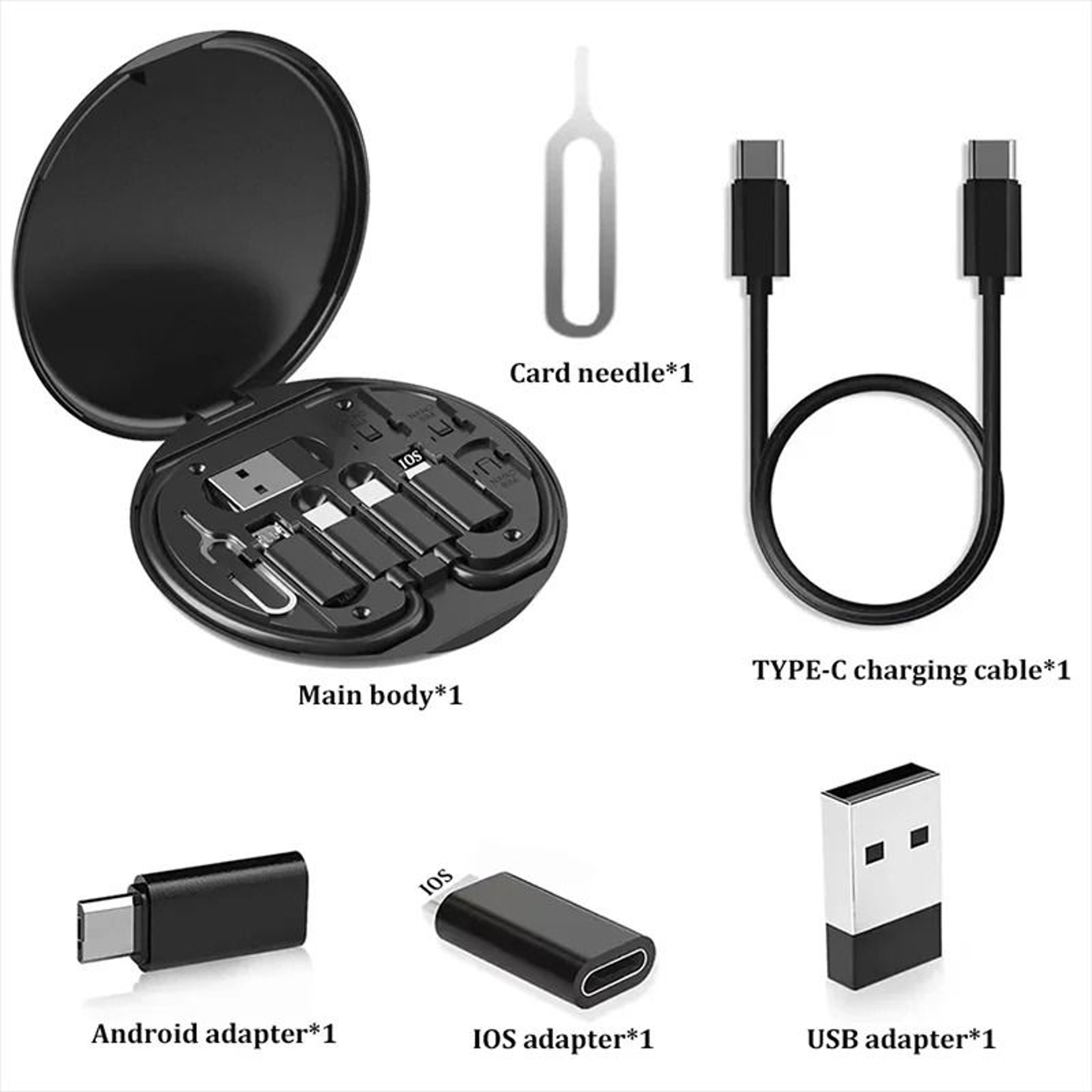 Multi USB C Adapter Kit 60W Fast Charging Cable Set Universal Type C Lightning Micro USB 6
