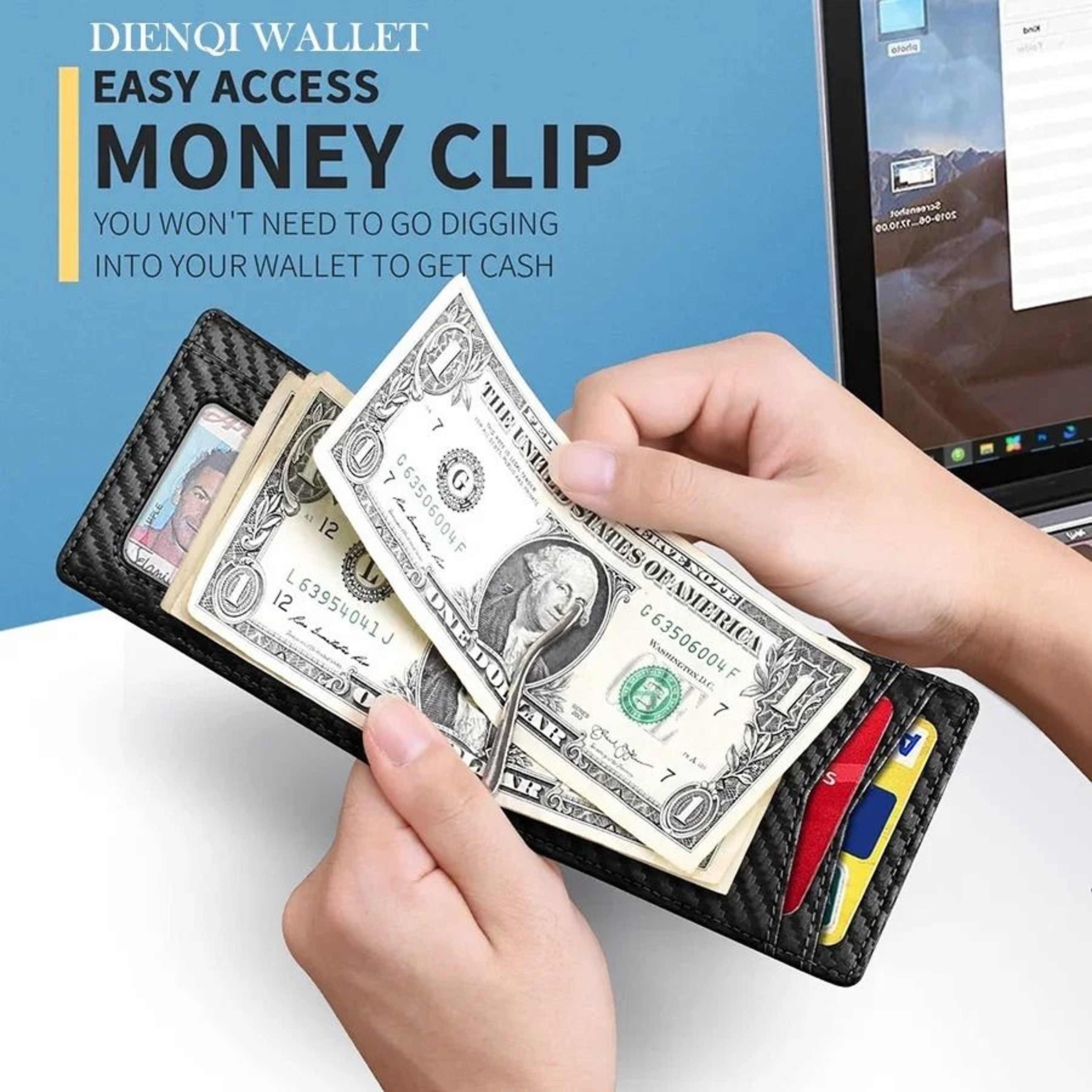 Slim RFID Blocking Wallet For Men Minimalist Bifold Credit Card Holder With Money Clip 9