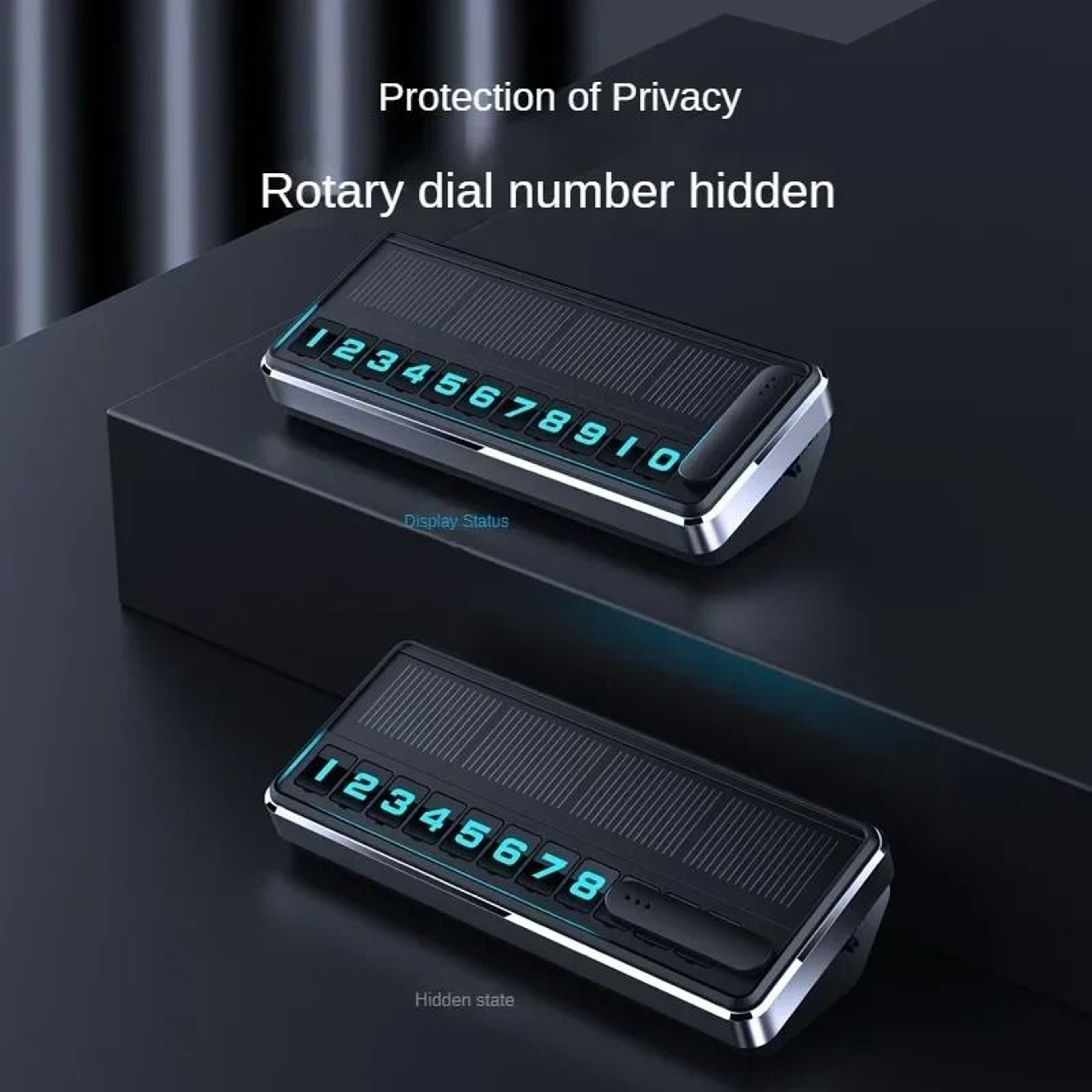 Solar LED Temporary Parking Number Plate Car Dashboard Phone Display 6