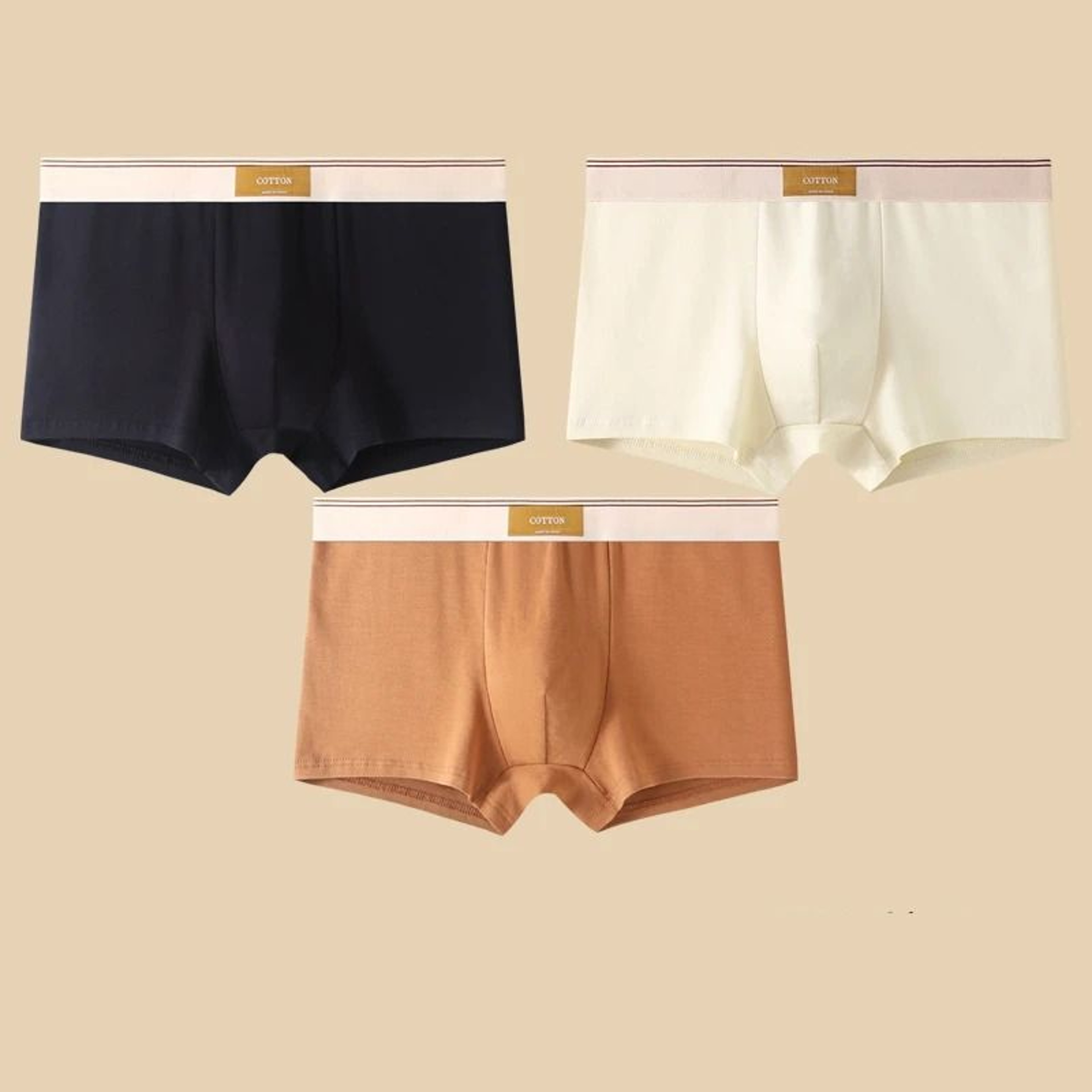 Mens Cotton Boxer Shorts Pack Breathable Comfortable Everyday Underwear Set 3