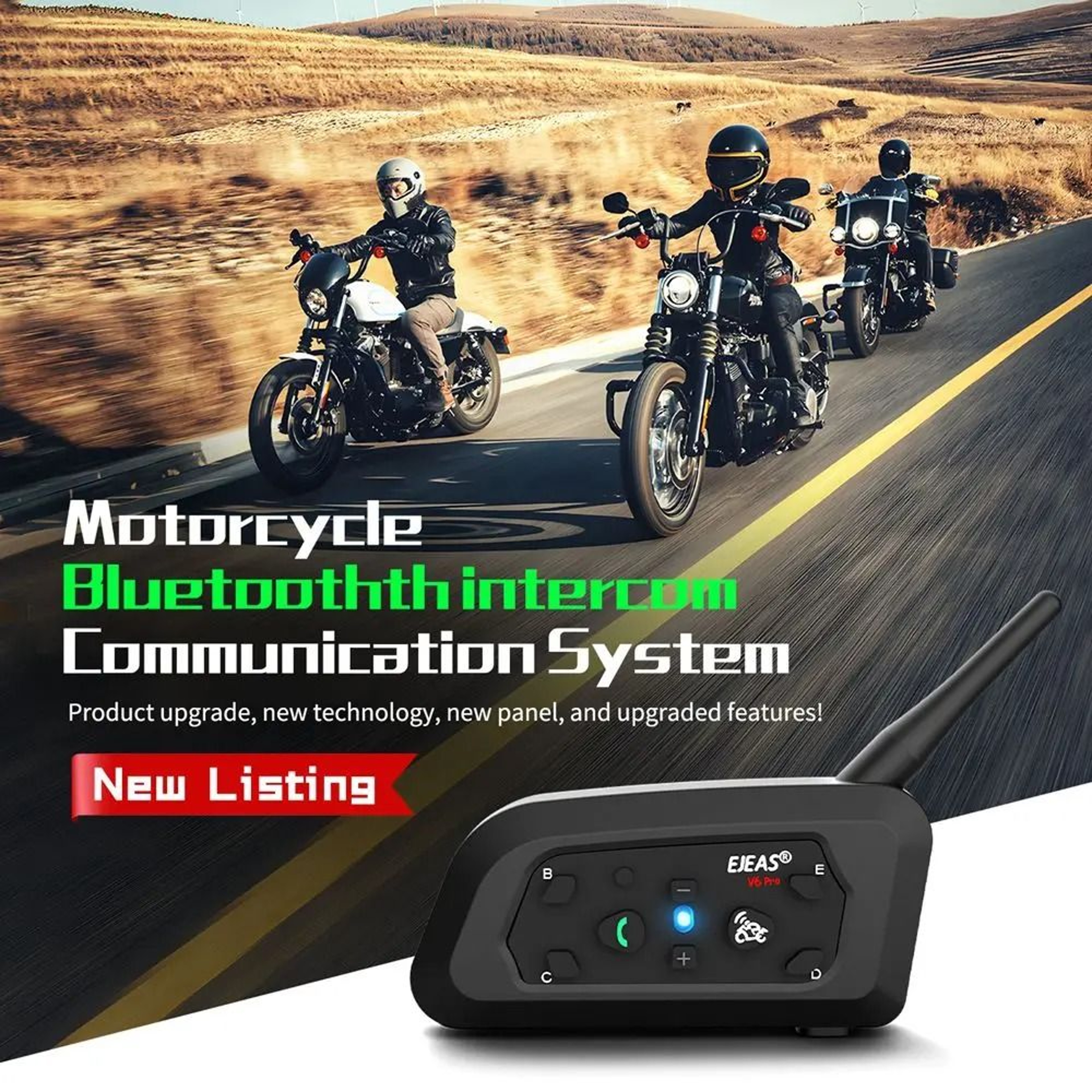 EJEAS V6 Pro Plus Motorcycle Helmet Intercom Bluetooth Communication System For 6 Riders 9