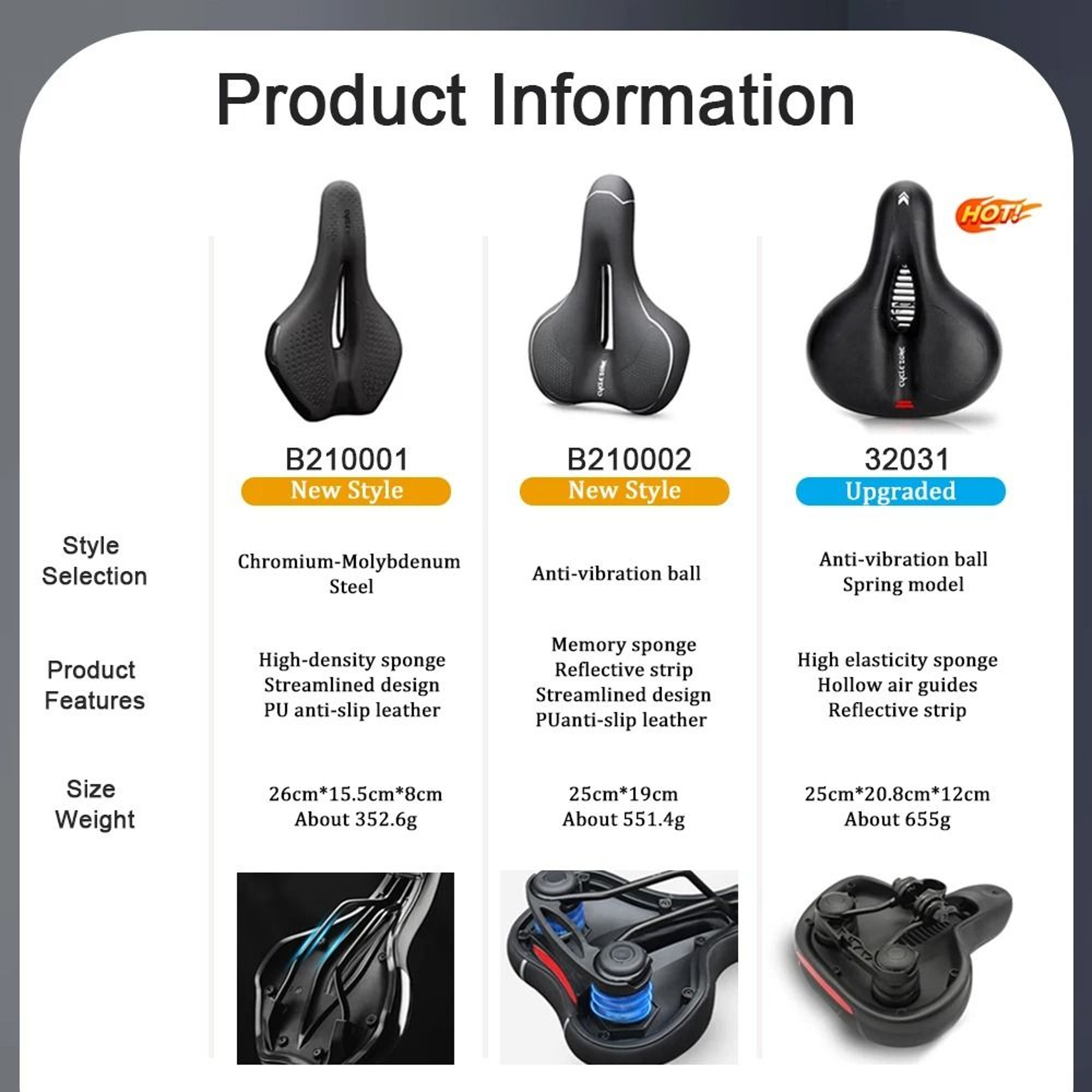 Comfortable Bicycle Saddle Shock Absorbing Breathable Bike Seat For MTB And Road Bikes 10