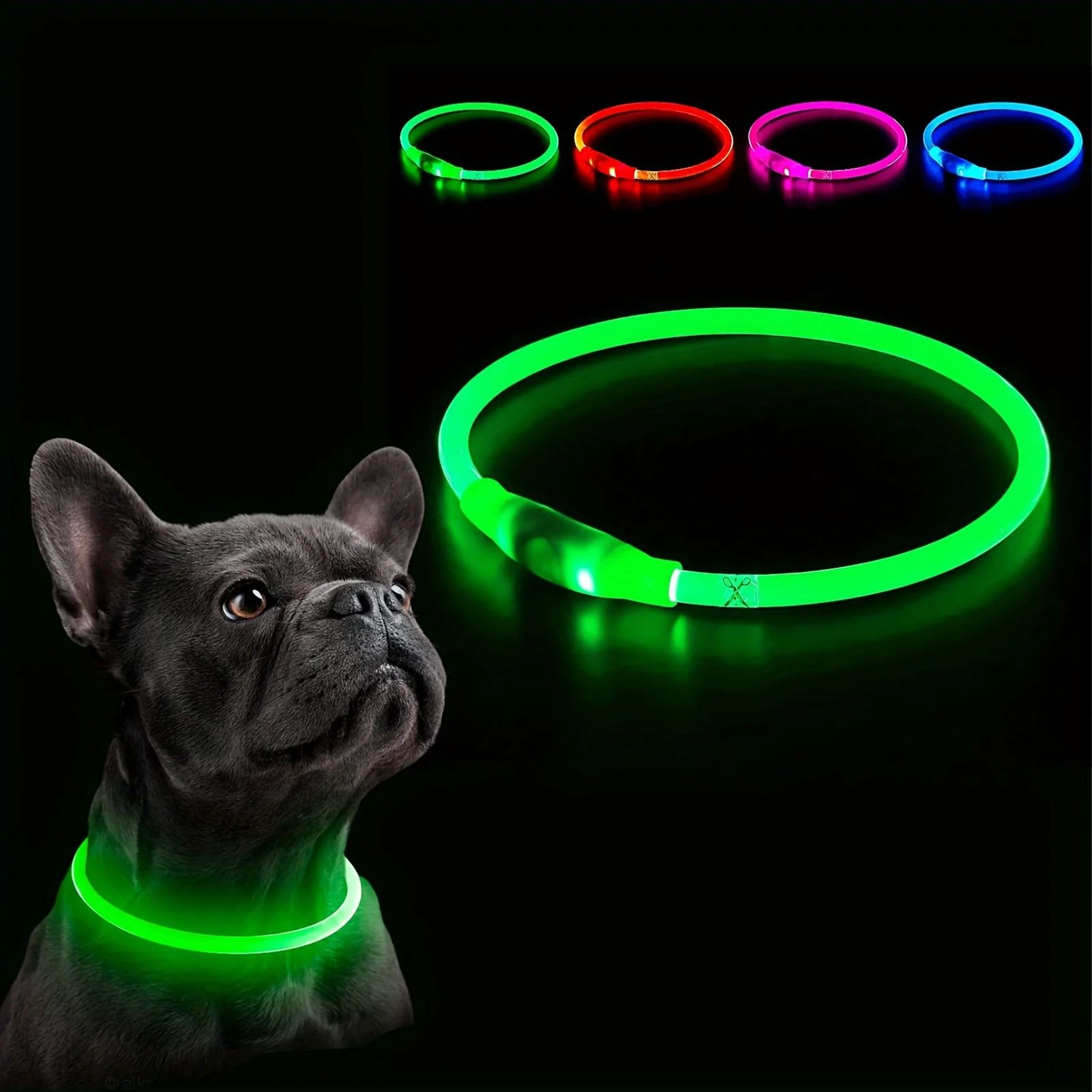 LED Dog Collar Rechargeable Glow Night Safety Luminous Pet Collar For Dogs 7