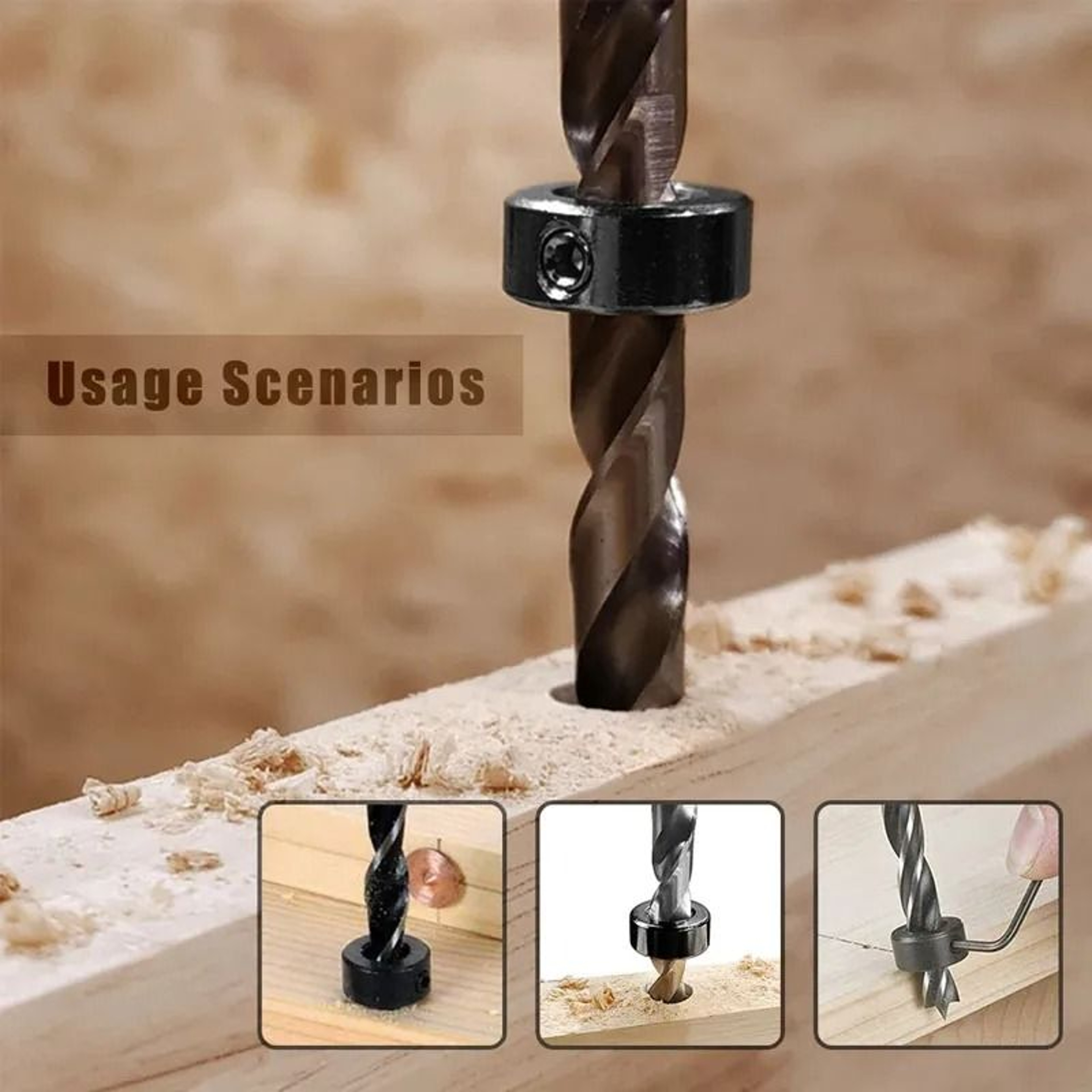 Drill Stop Collar Set Adjustable Drill Bit Depth Stop Ring For Precision Woodworking 5