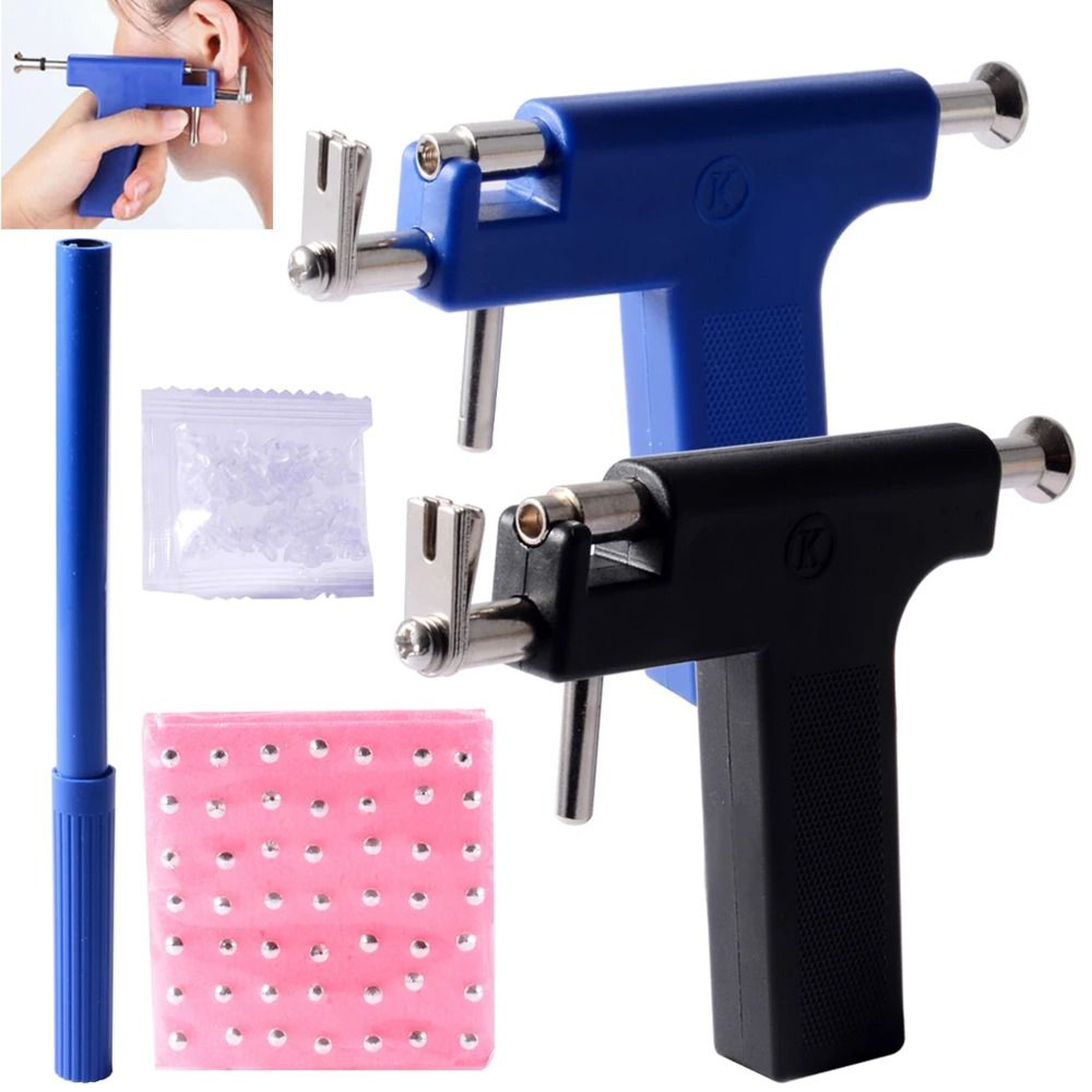 Professional Ear Piercing Gun Kit Complete Body Piercing Set With 98 Ear Studs 0