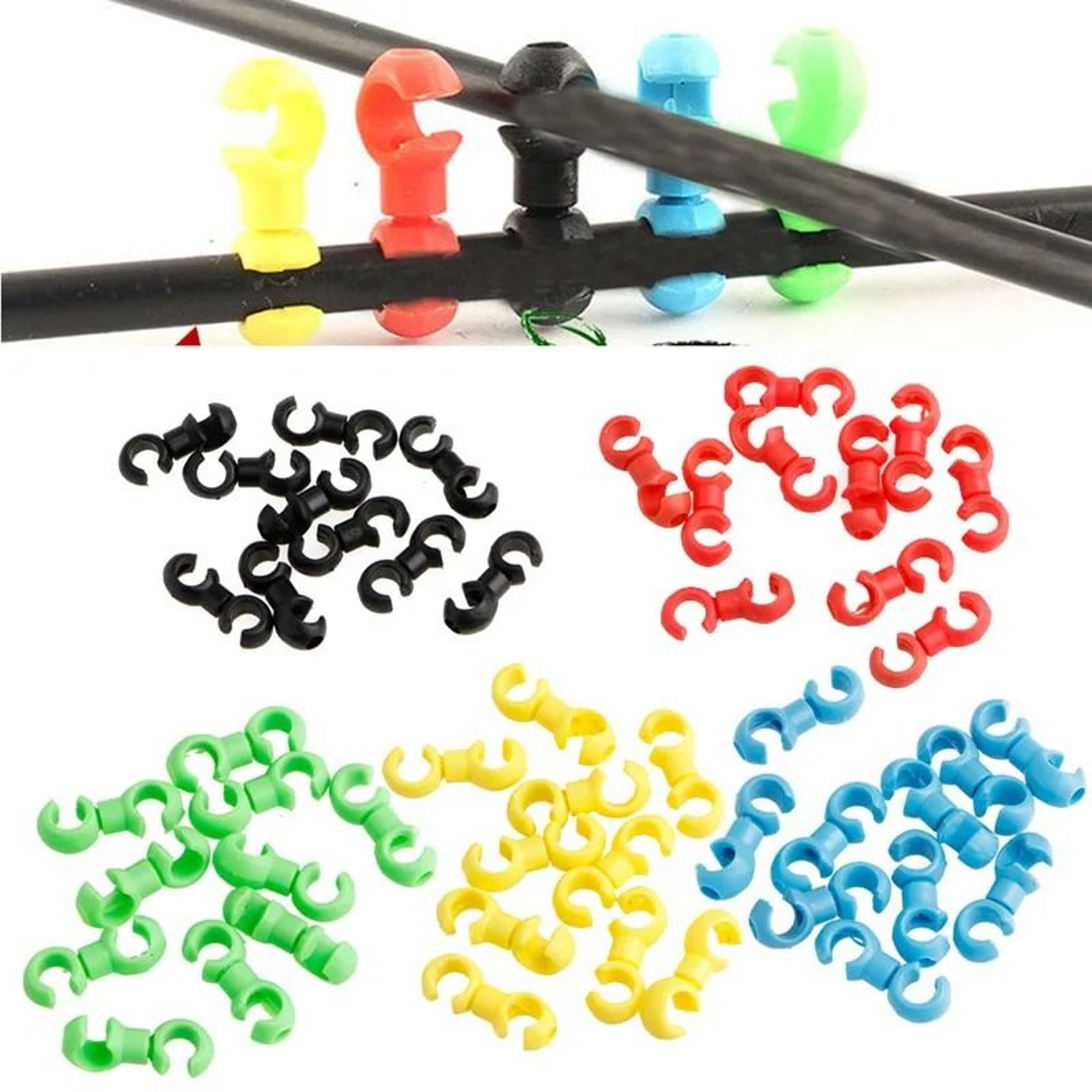 FlexGrip Bike Cable Clips Set MTB Brake And Derailleur Cable Holder Kit 0