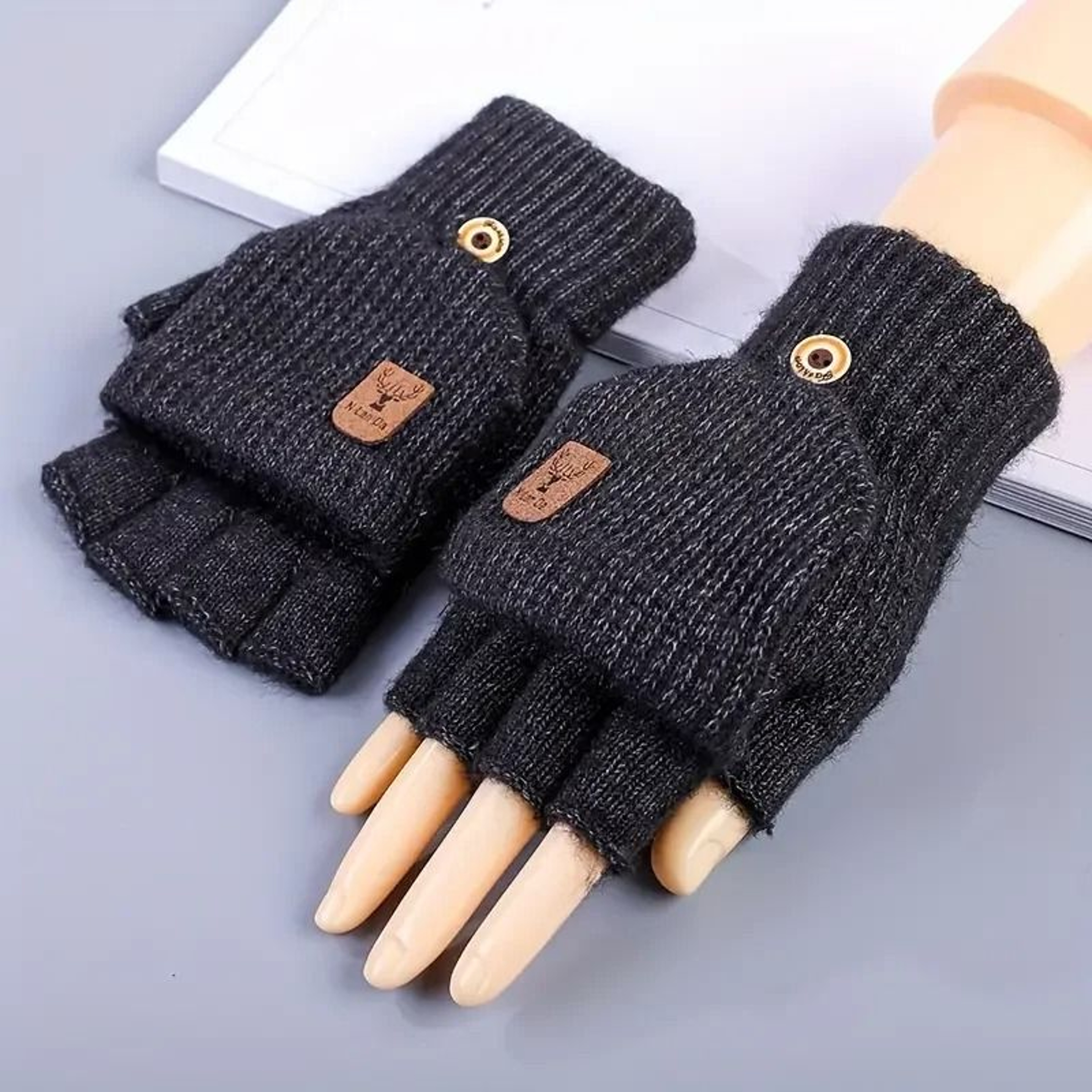 CozyTouch Fingerless Gloves Winter Warm Knitted Touch Screen Half Finger Gloves 3