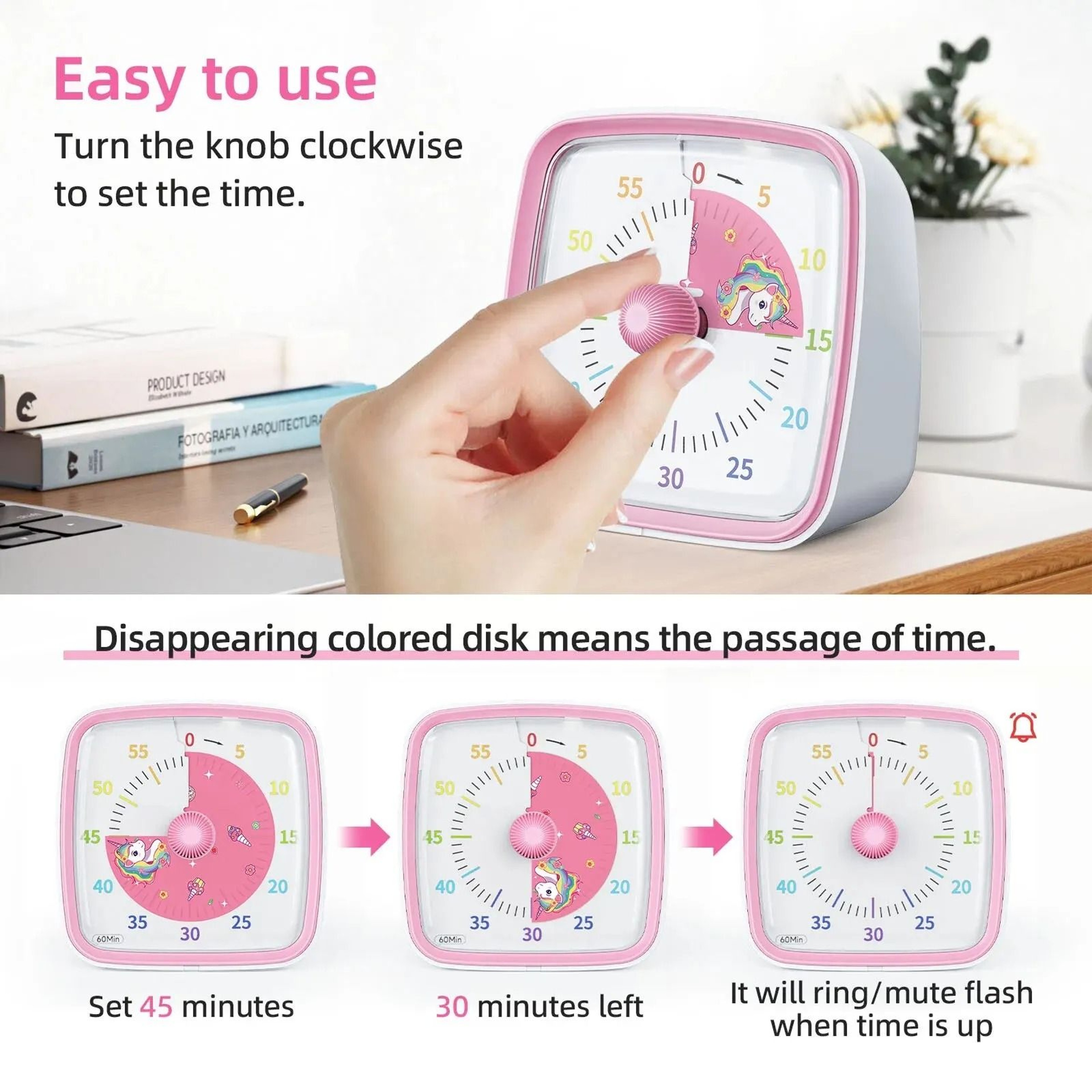 Visual Countdown Timer With Night Light Silent Classroom Timer For Kids And Adults 5