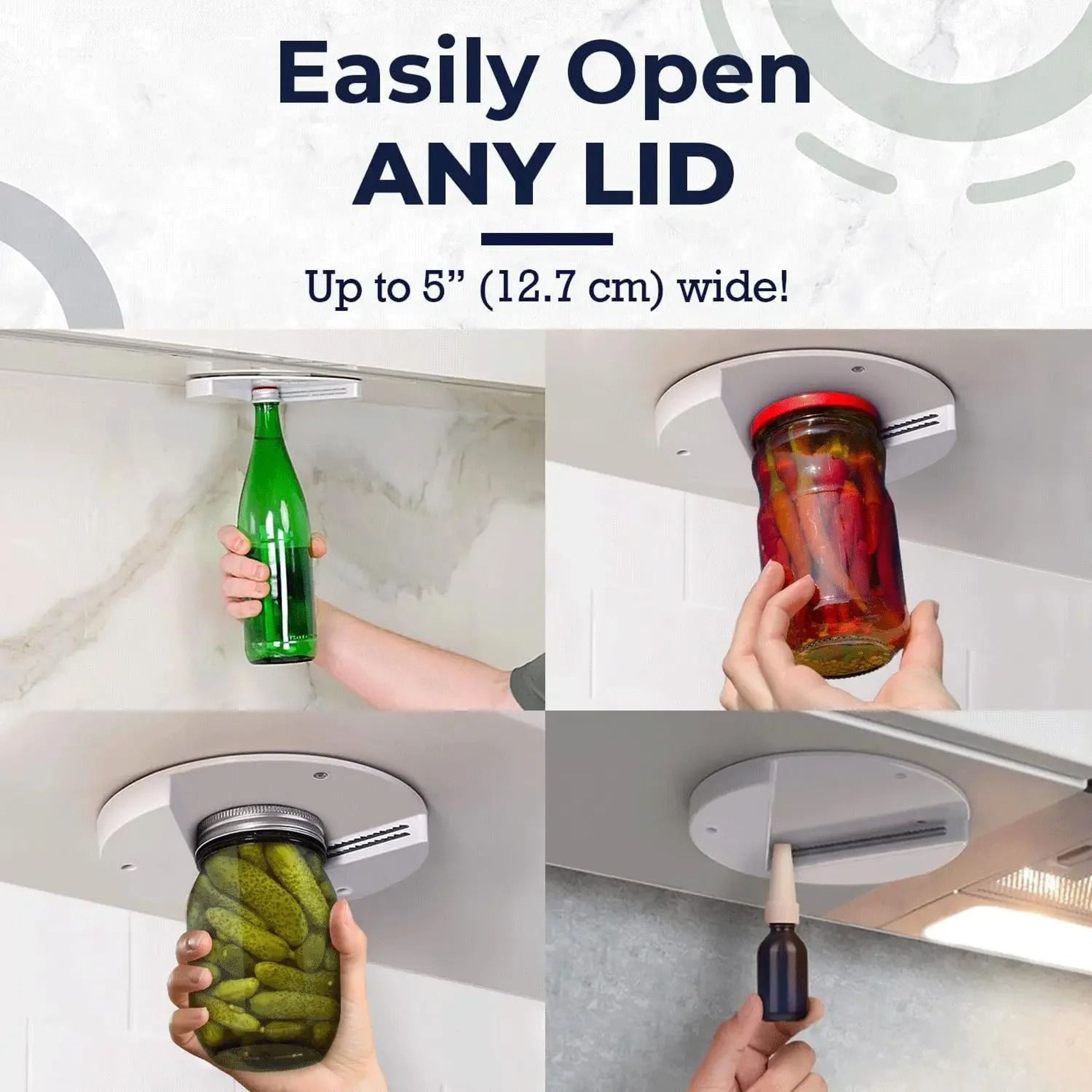 Under Cabinet Multi Functional Bottle Opener And Jar Lid Opener Tool 6