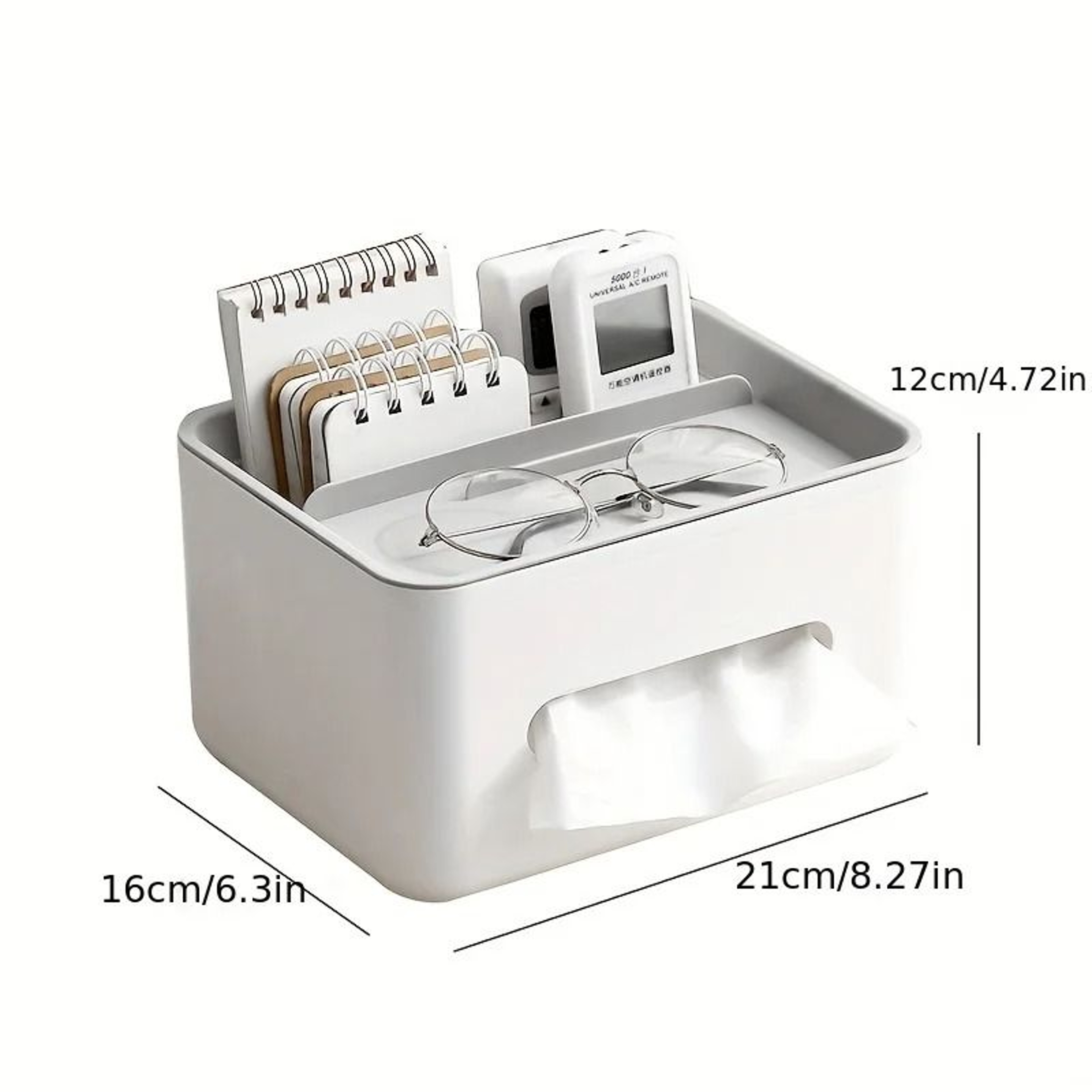 Multi Functional Desktop Storage Box Tissue Organizer With Drawer And Remote Holder 10