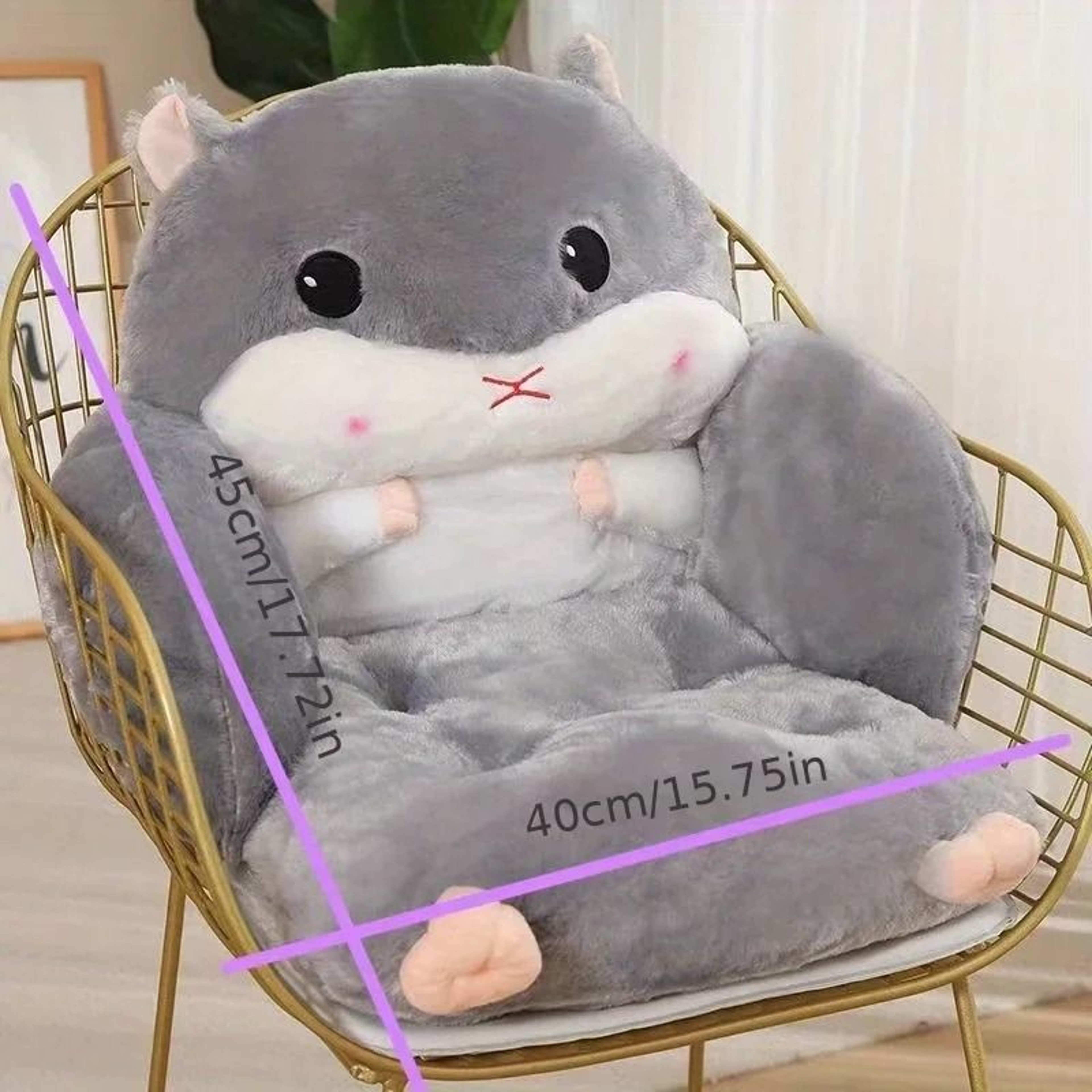 Cute Hamster Plush Cushion Soft Backrest Sofa Pillow Half Surround Seat Support 3