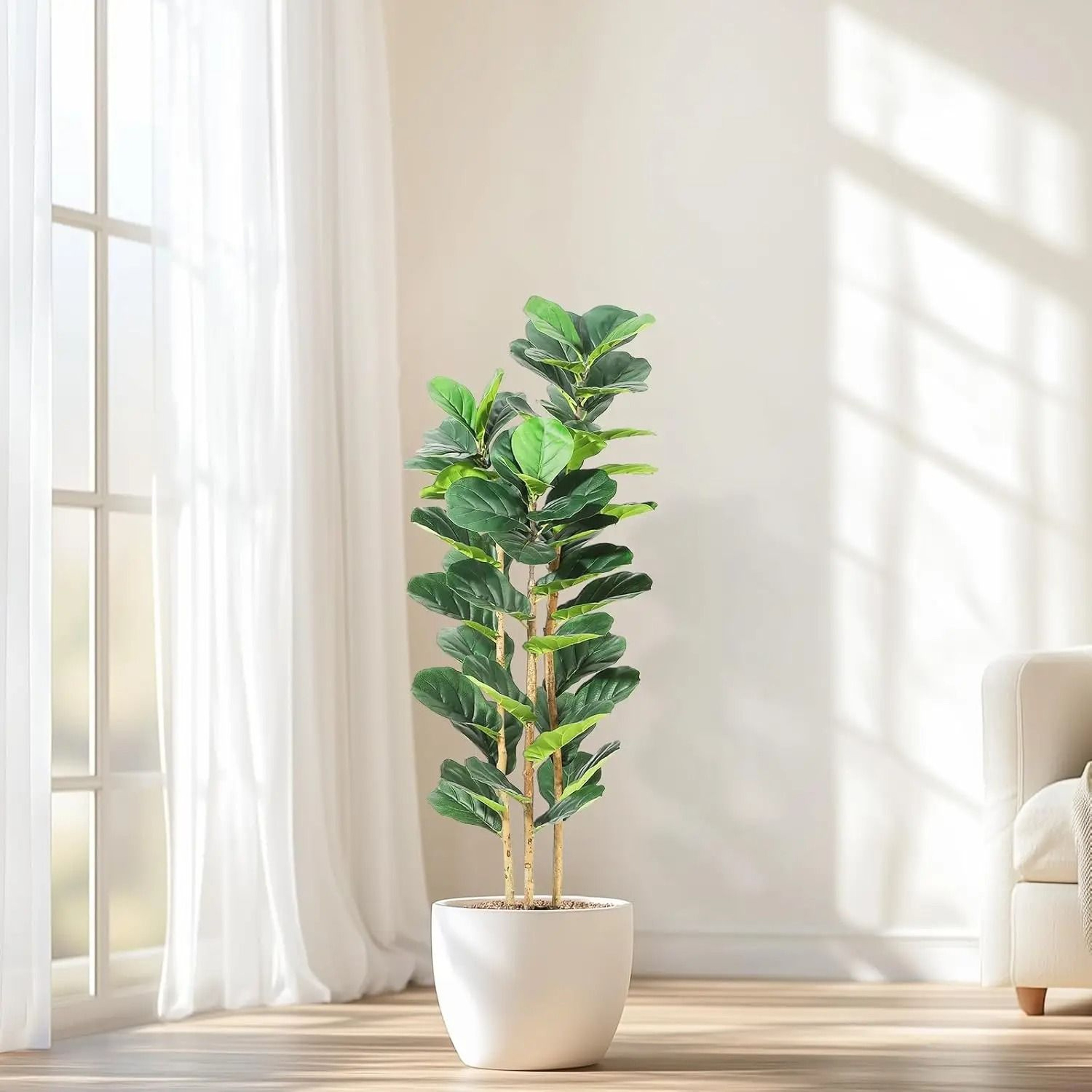 Artificial Fiddle Leaf Fig Tree Large Faux Indoor Plant Decor With Pot 6