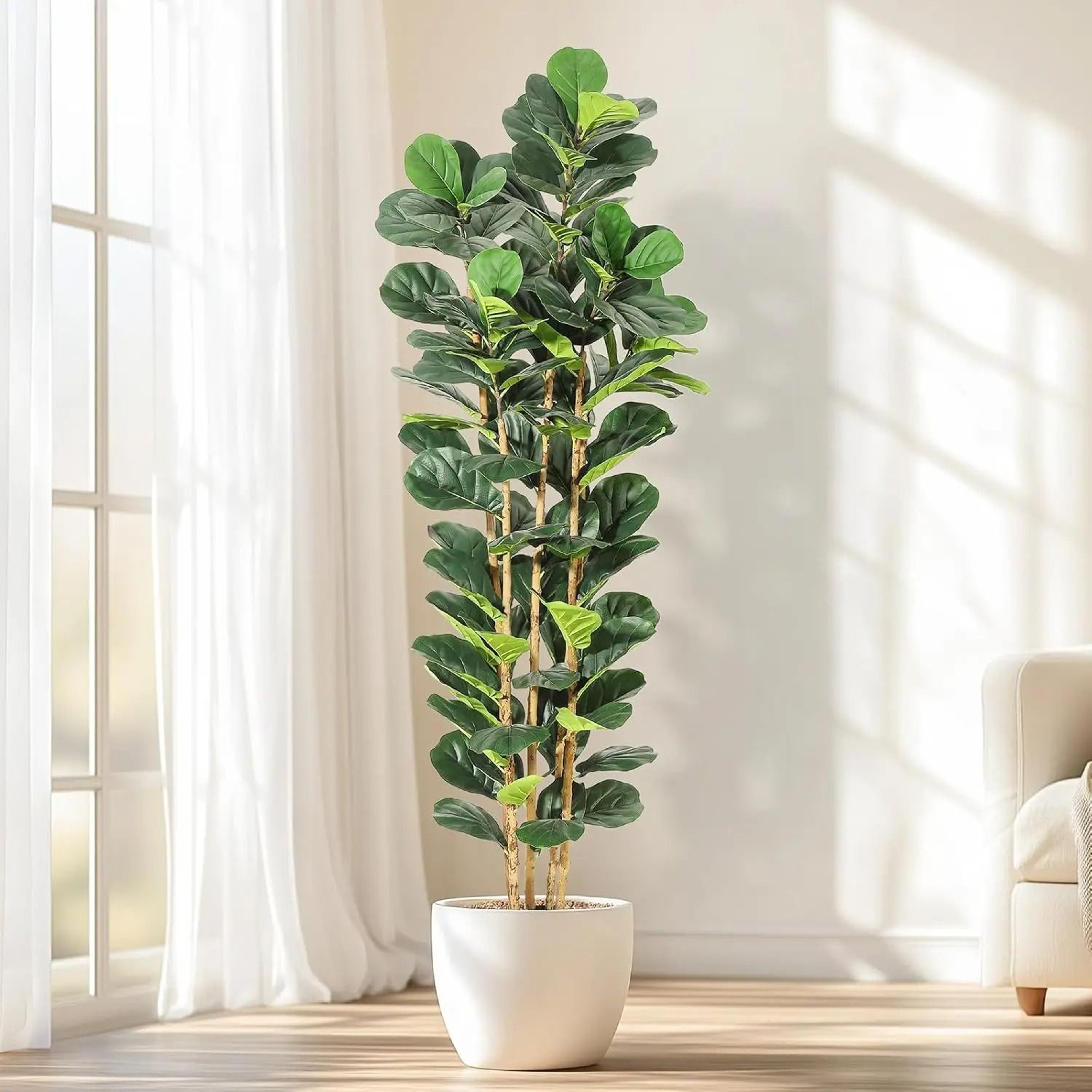 Artificial Fiddle Leaf Fig Tree Large Faux Indoor Plant Decor With Pot 7