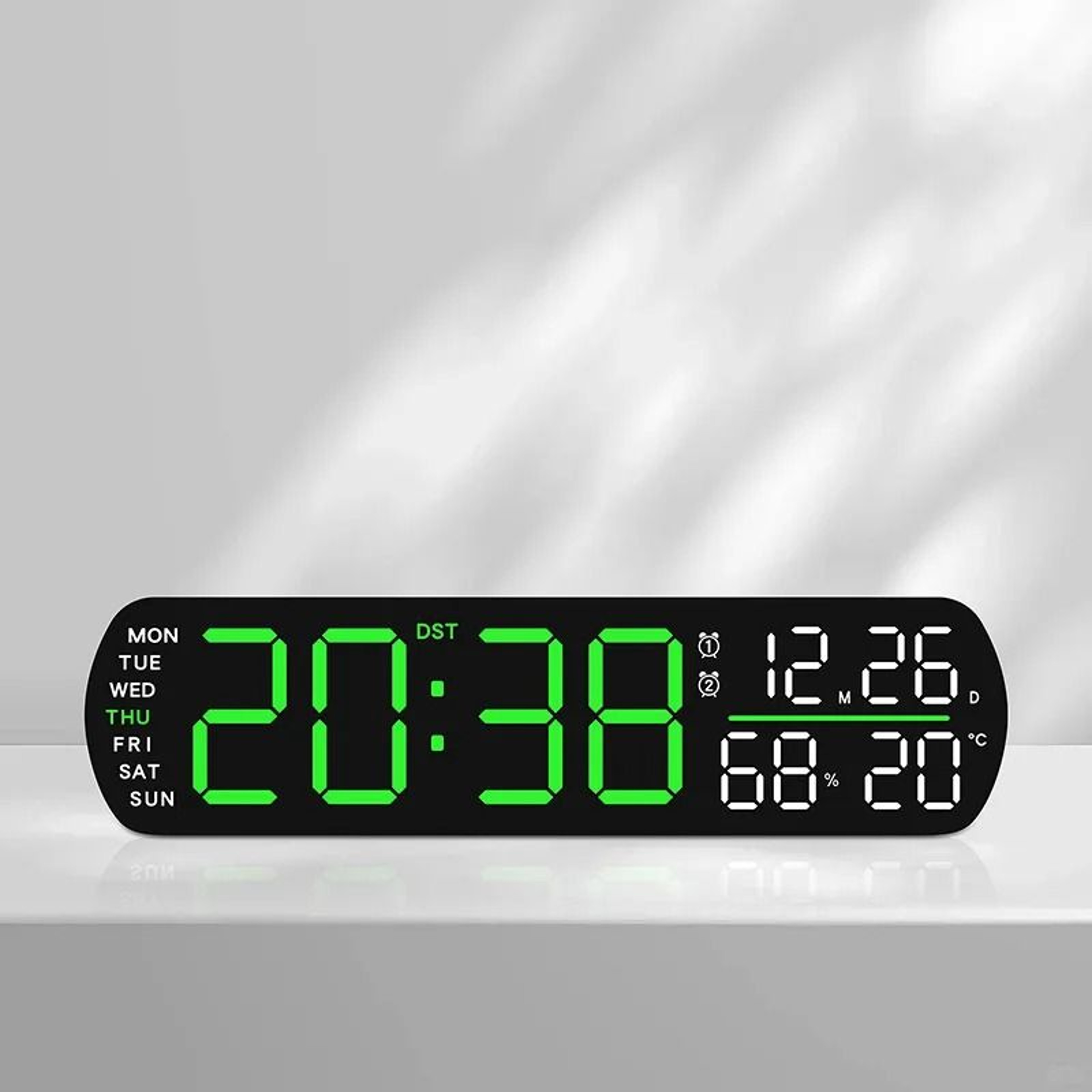 Digital Alarm Clock LED Display With Temperature Humidity Smart Bedside Clock 0