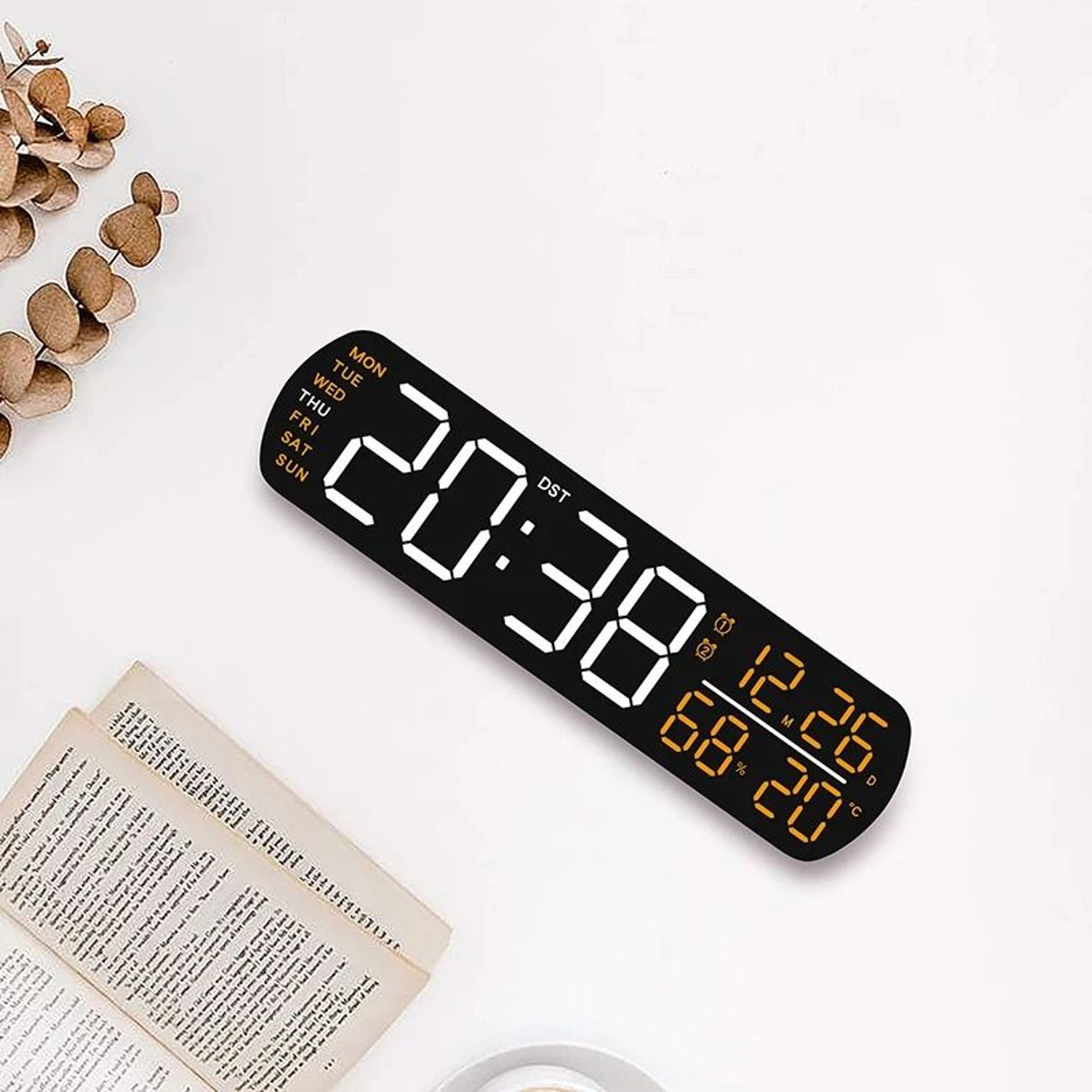 Digital Alarm Clock LED Display With Temperature Humidity Smart Bedside Clock 2