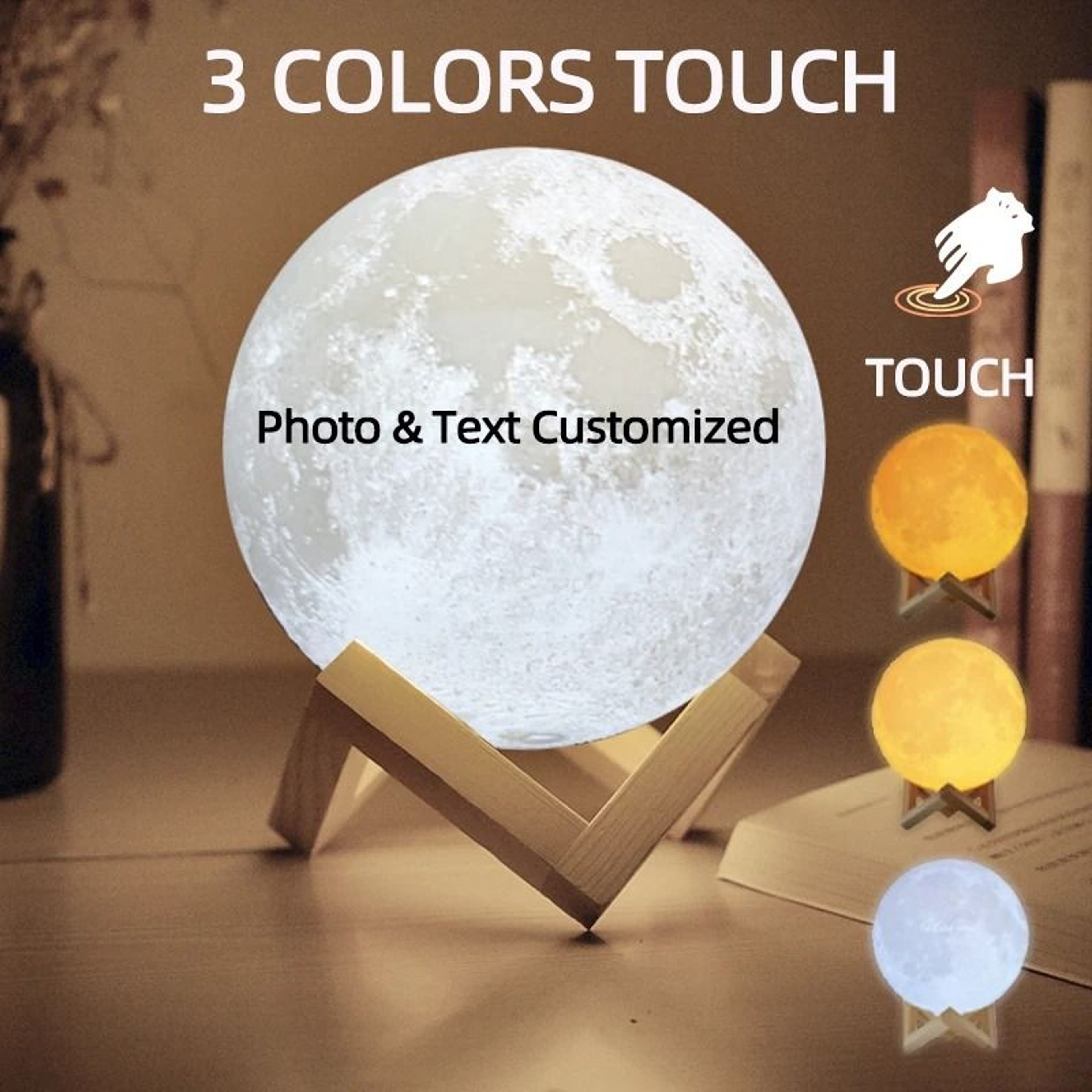 Custom 3D Printed Moon Lamp Personalized Photo Night Light Gift 2