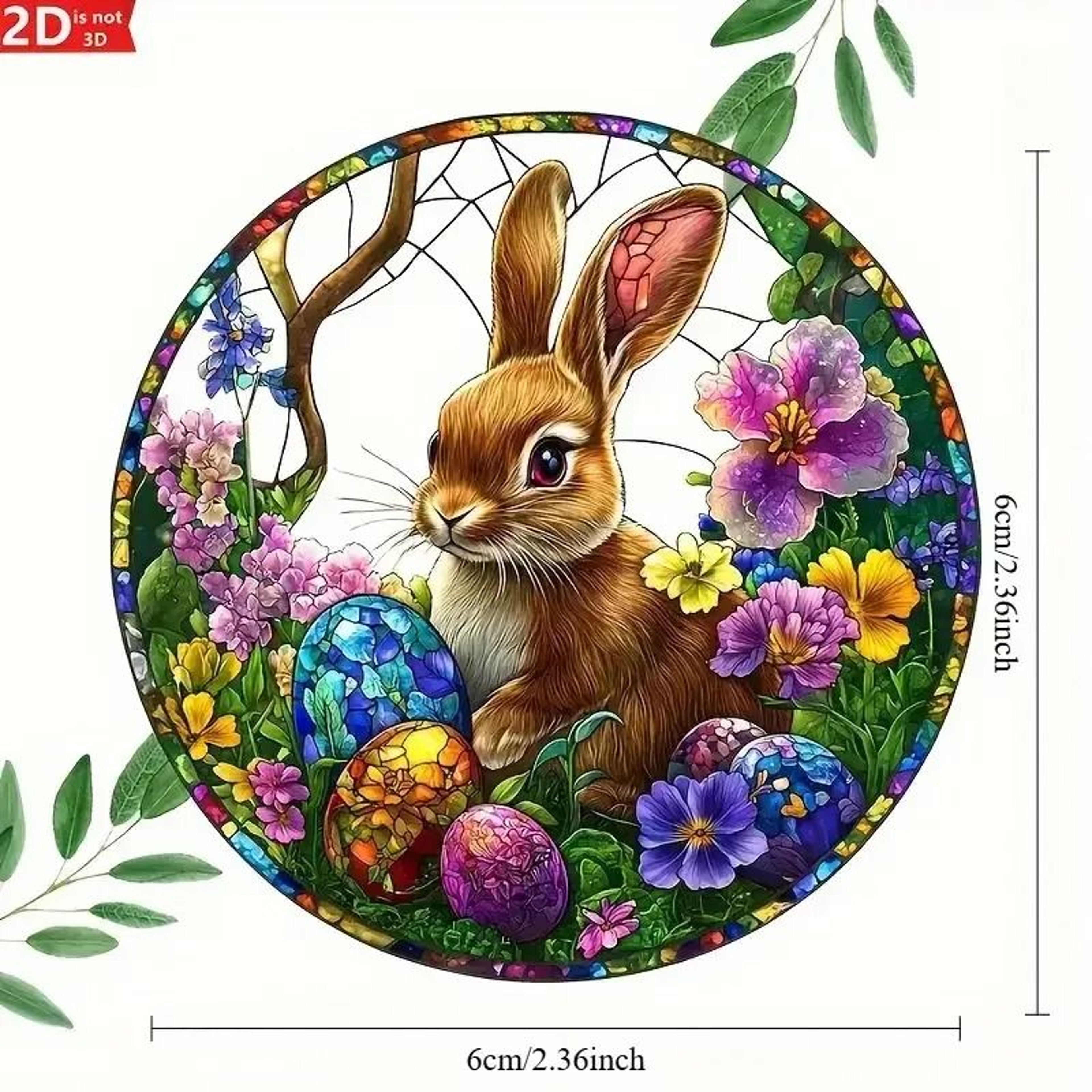 Easter Bunny Acrylic Window Hanging Decor With Eggs And Floral Design 5
