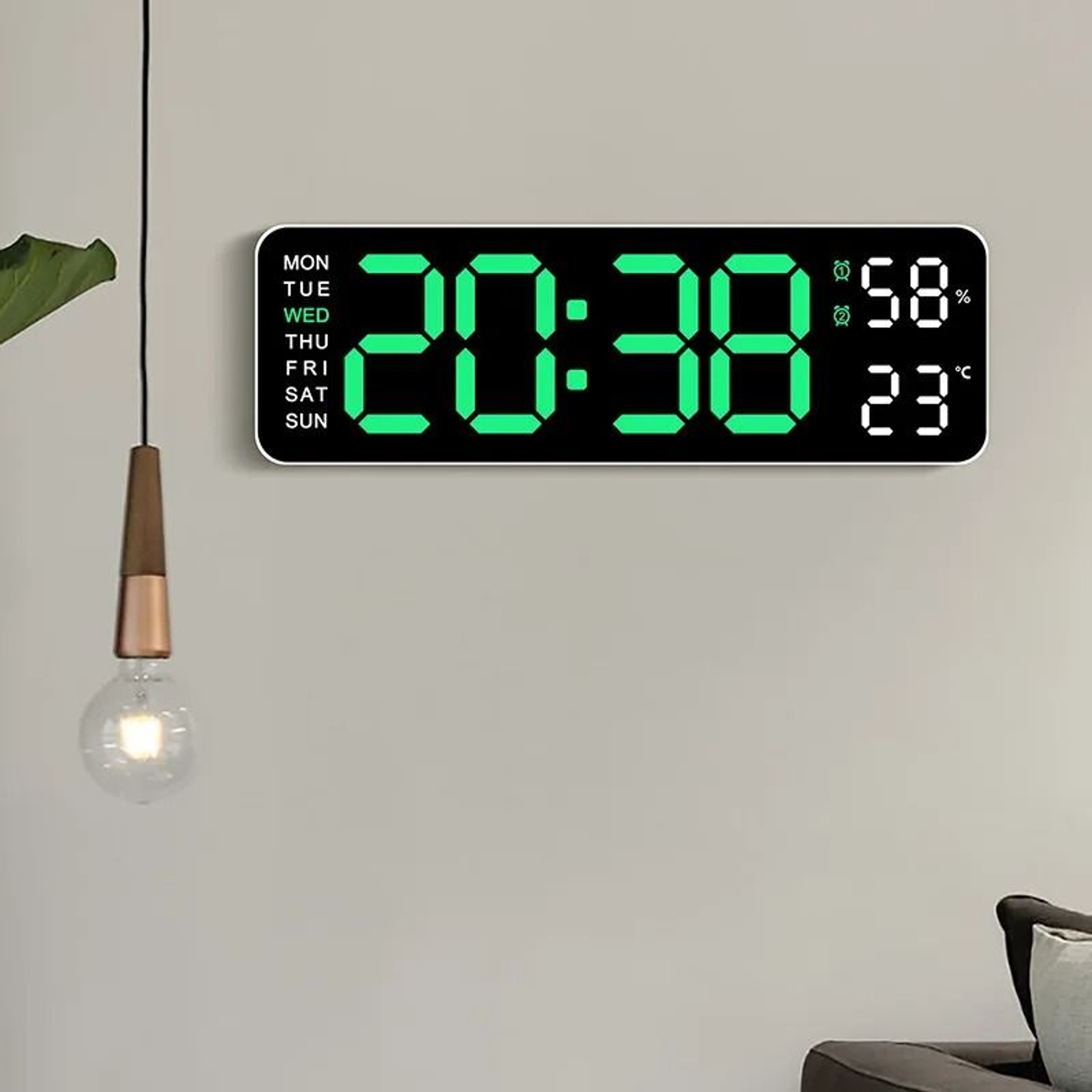 Smart LED Wall Clock Silent Digital Desk Clock With Thermometer Calendar 0