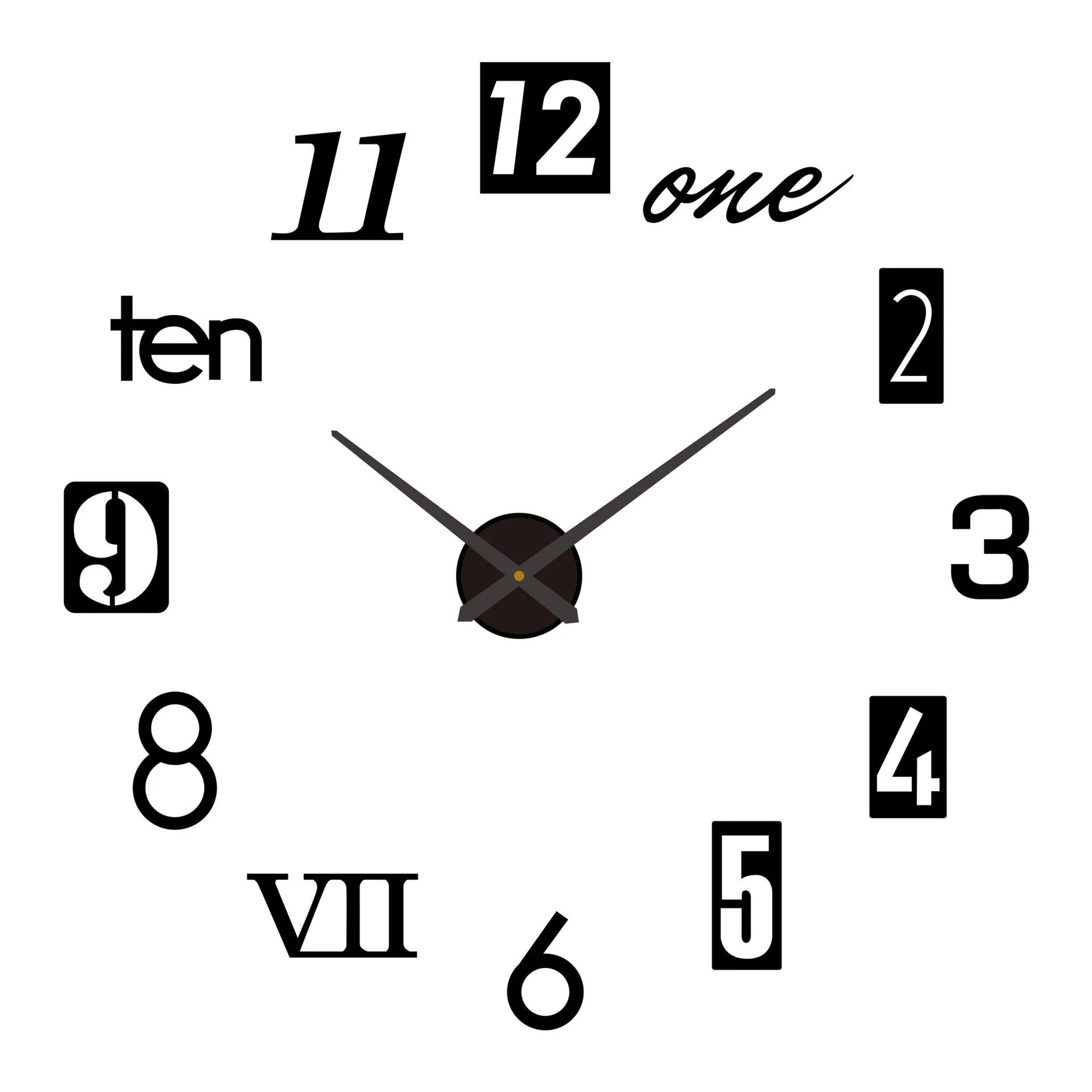 Modern 3D DIY Wall Clock Acrylic Mirror Large Decorative Clock 26